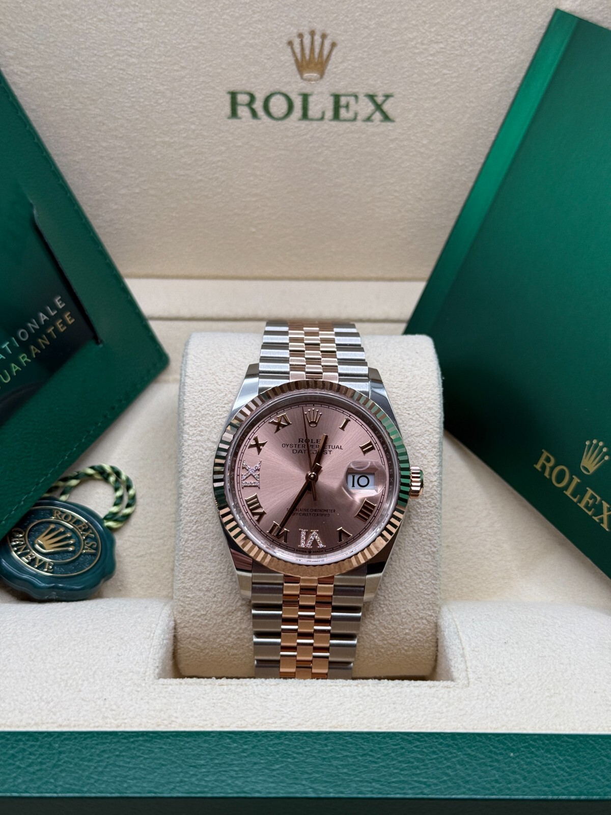 Rolex Datejust 36 2024 Sundust Diamond 6 9 Dial Two Tone Rose Gold Jubilee