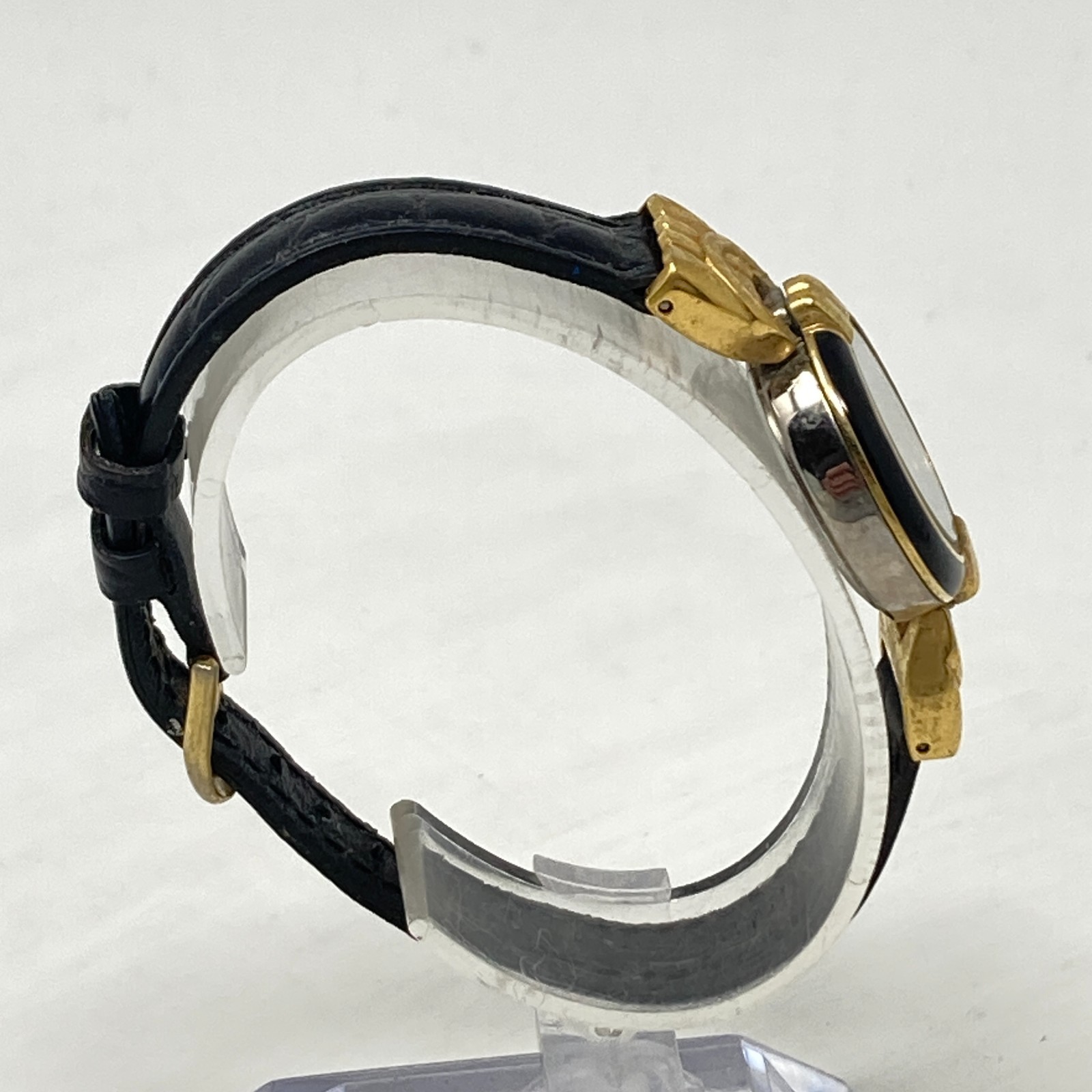 Vtg Anne Klein II Watch Women 24mm Gold Tone MOP Black Classic New Battery 8″