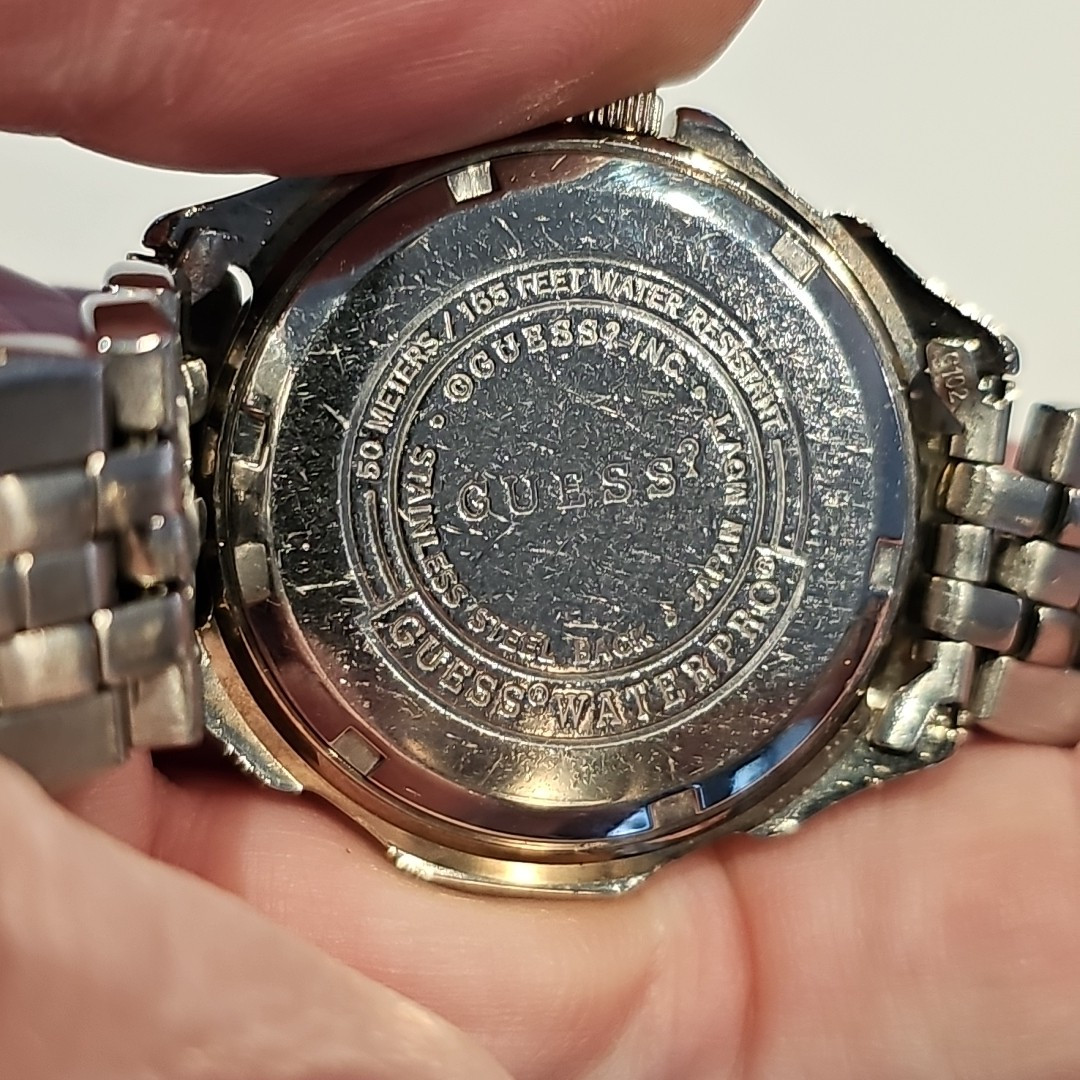 Guess Waterpro 50M/165 Feet Water-resistant Silver Watch 3 Eye Chronograph