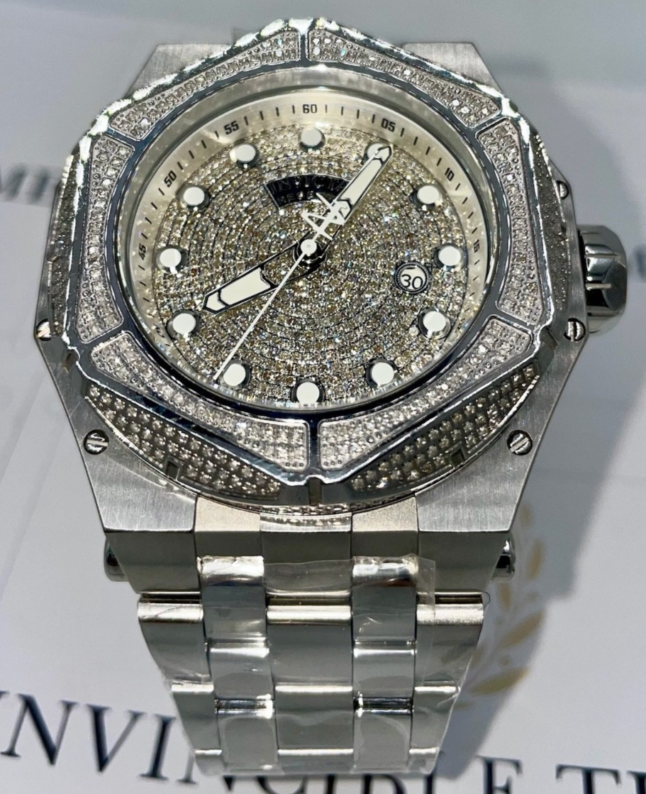 Invicta Reserve Carbon Hawk, 54.50mm, Stainless Steel 4.28ctw Pave Diamond 38943