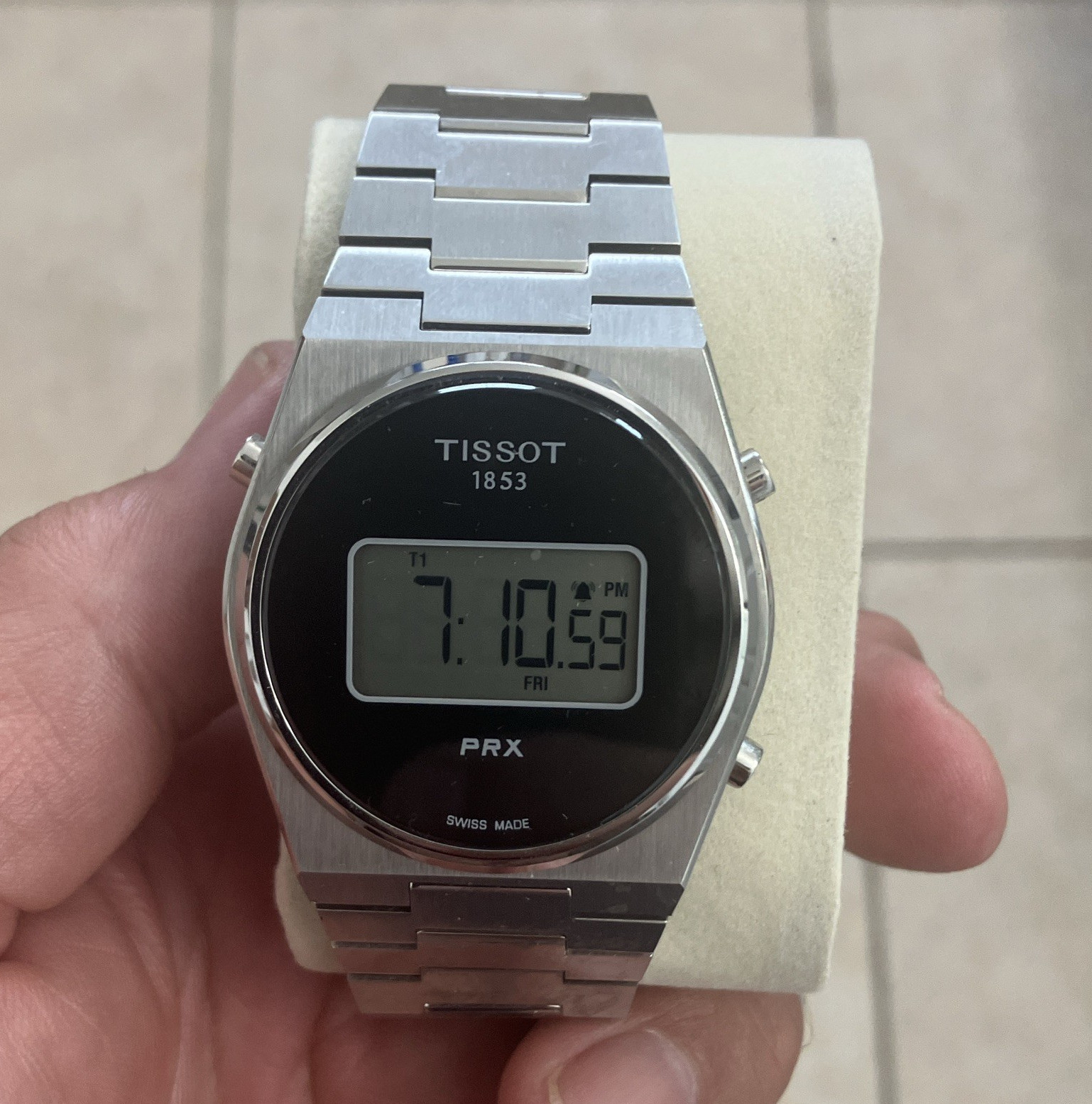 Tissot PRX Digital Unisex Quartz Swiss Made Black Dial Silver Steel Bracelet
