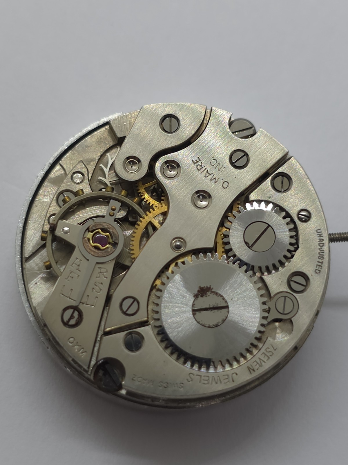 Vintage O. Maire INC Cal. OM 115 Good Balance Main Spring Watch Movement Uhren