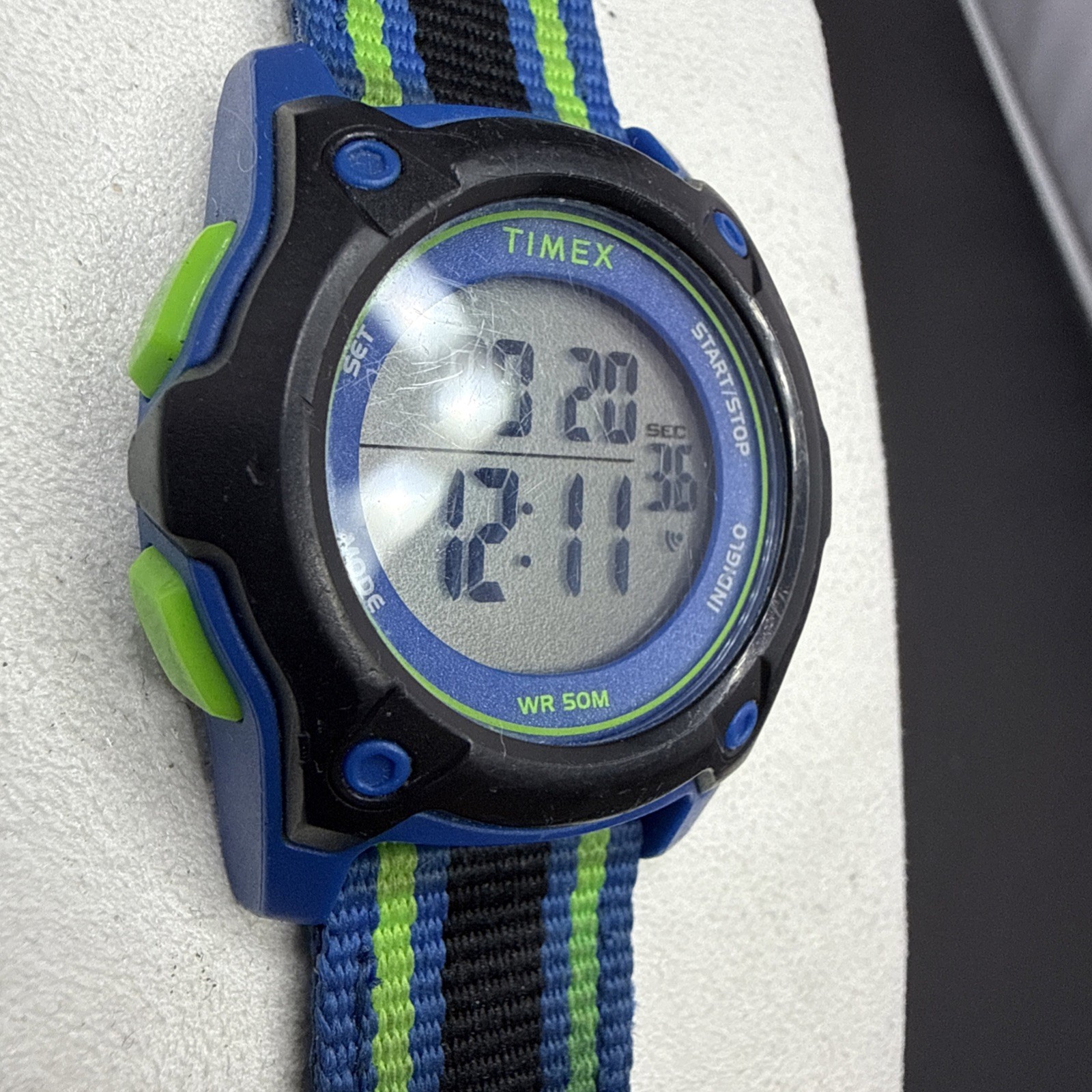 Timex Time Machines Digital Watch TW7C26000 Blue Black Green Working Read