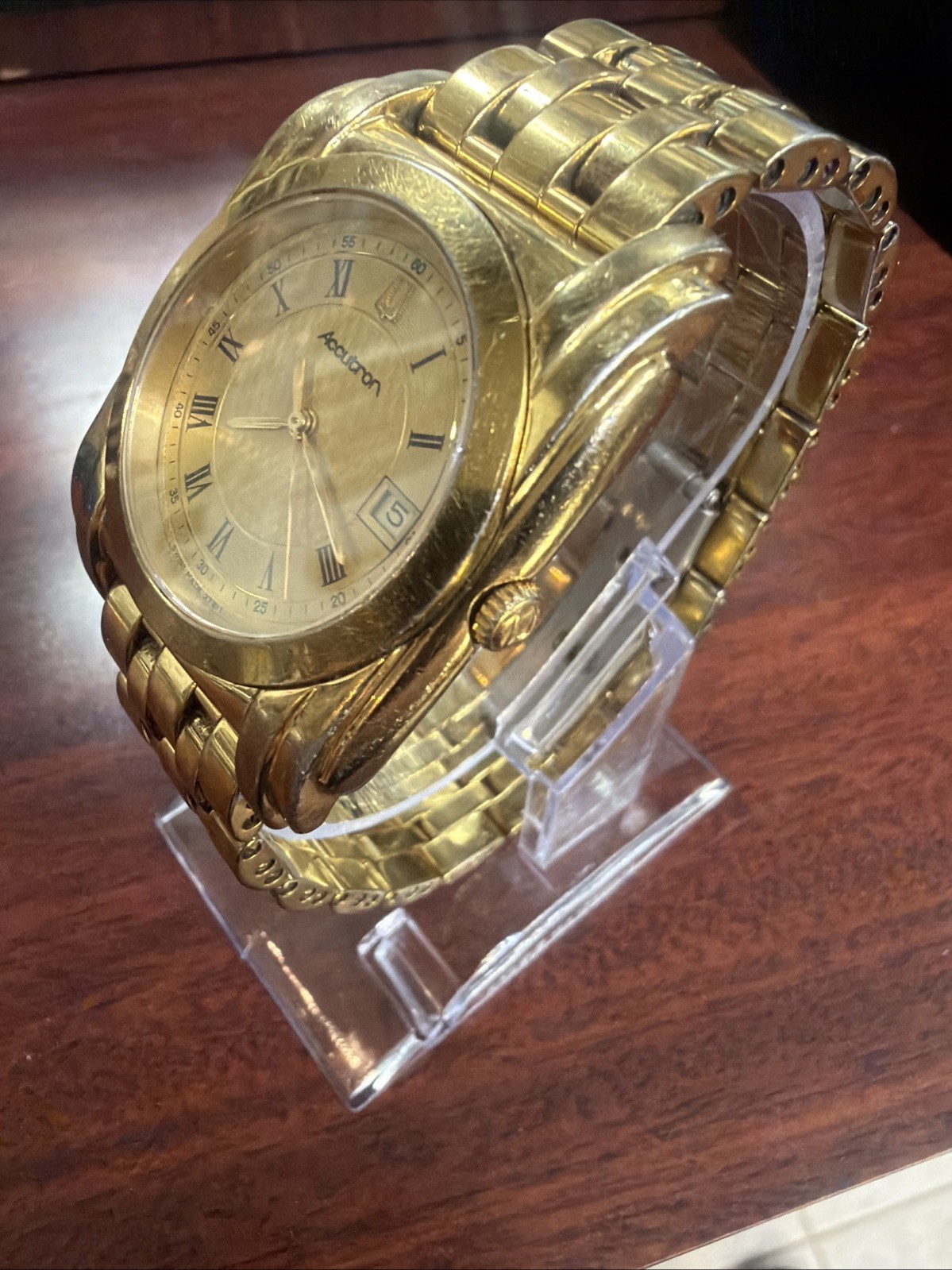 Bulova Accutron Vintage 27B11 Gold Plated Stainless Steel Deco Style Watch