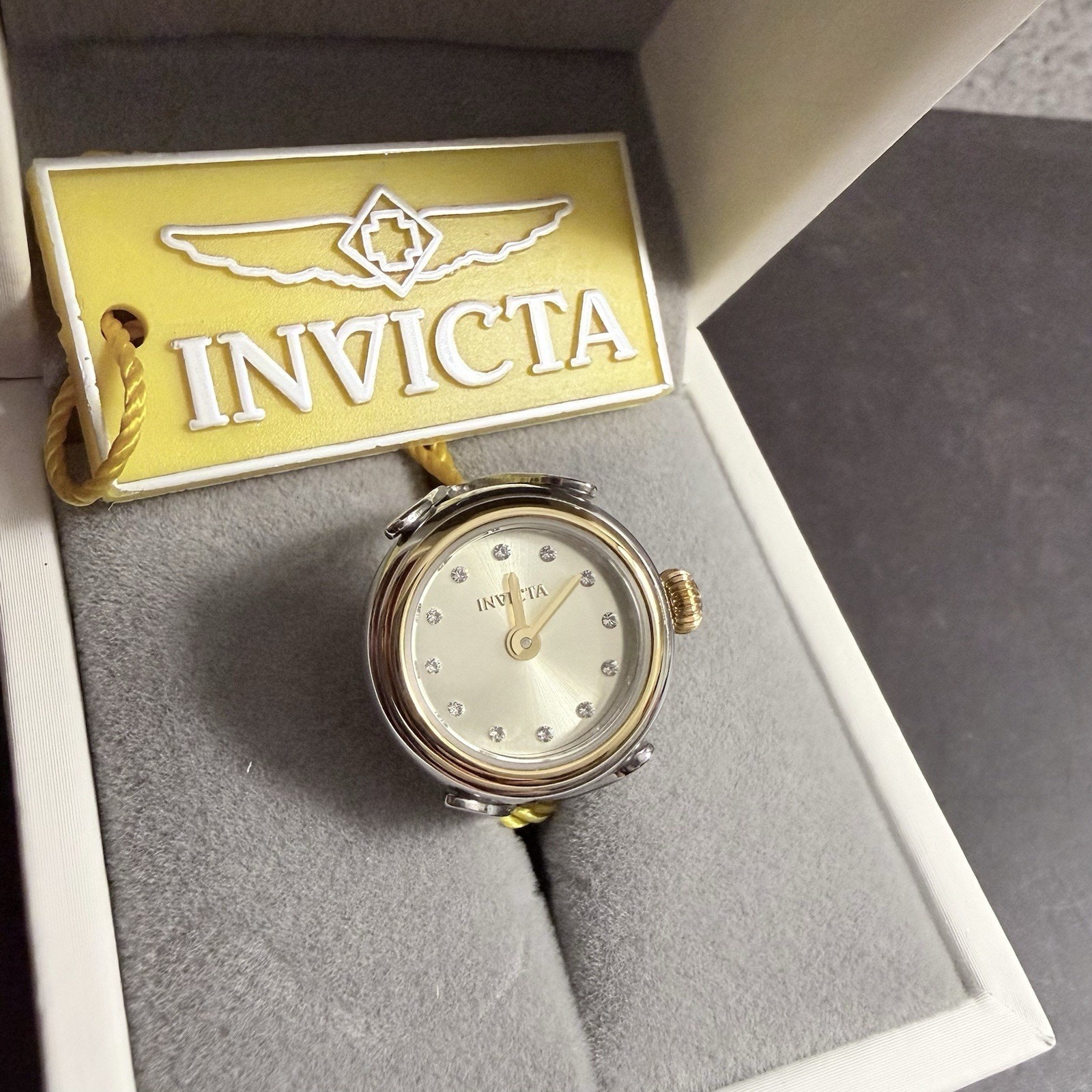 Invicta Angel Women’s Ring Watch 17.5mm, Two Tone (48576) $199 MSRP-NEW IN BOX