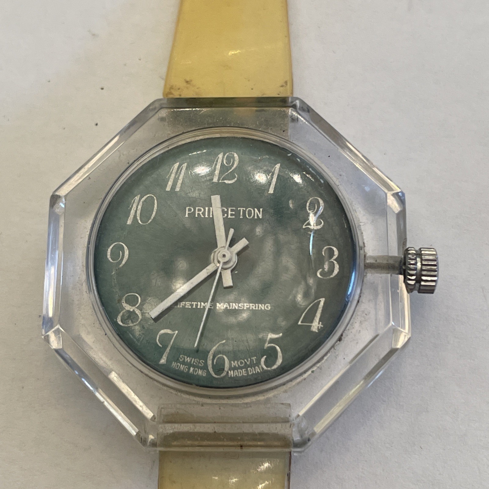 Princeton 1 Jewel Lifetime Mainspring Wind Up Skeleton Watch Runs Keeps Time VTG