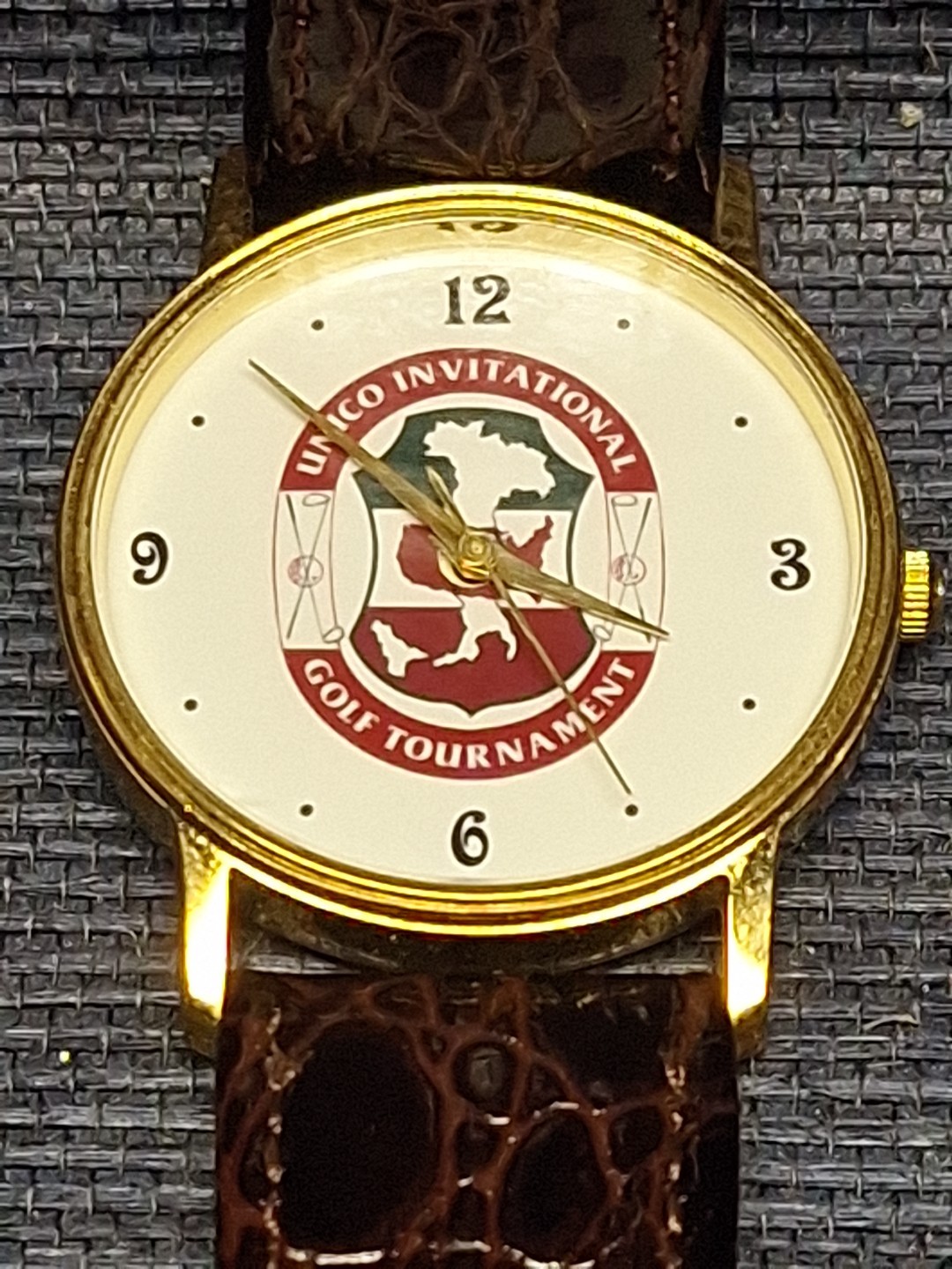 Image Watches Inc. California Gold-Toned Unico Invitational Golf Brown Strap