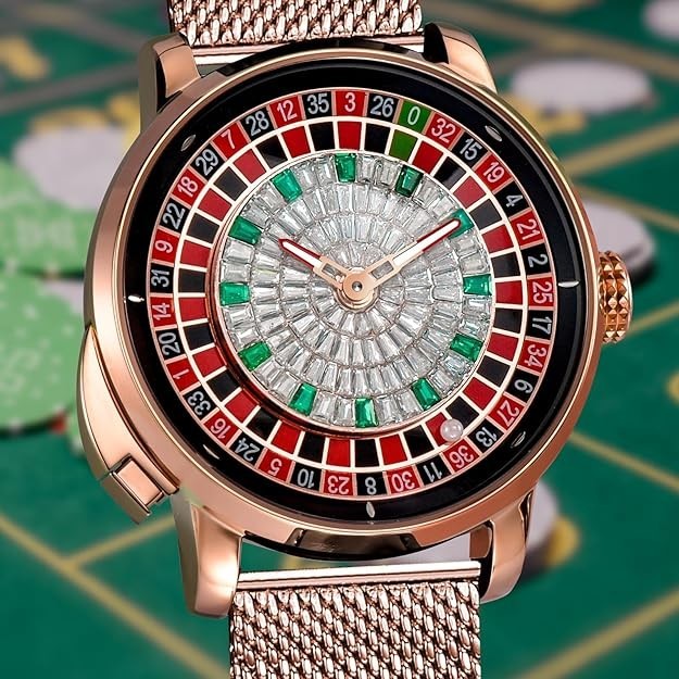 🔥USA🔥 PINDU Design NH35A Rotary Roulette Casino Mechanical Watch BraceletP6616