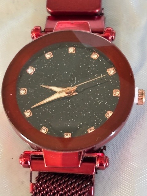 LOT 6 Women Starry Blk/Bronze/Red/Purple/Blue/Rose Gld Mesh Watch Magnetic Band