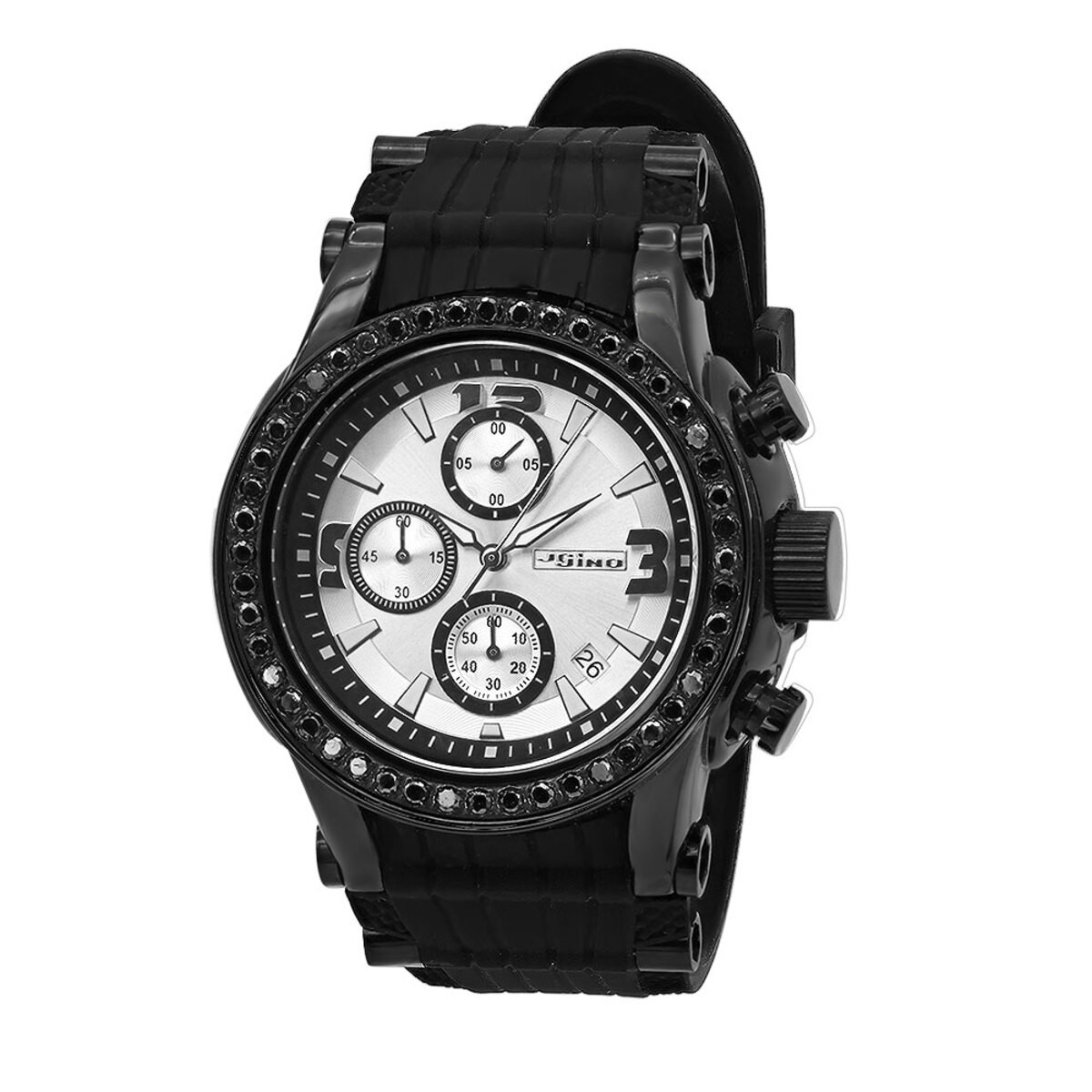 Men’s Stainless Steel Diamond Watch | JoJino 48 mm | Silver Dial