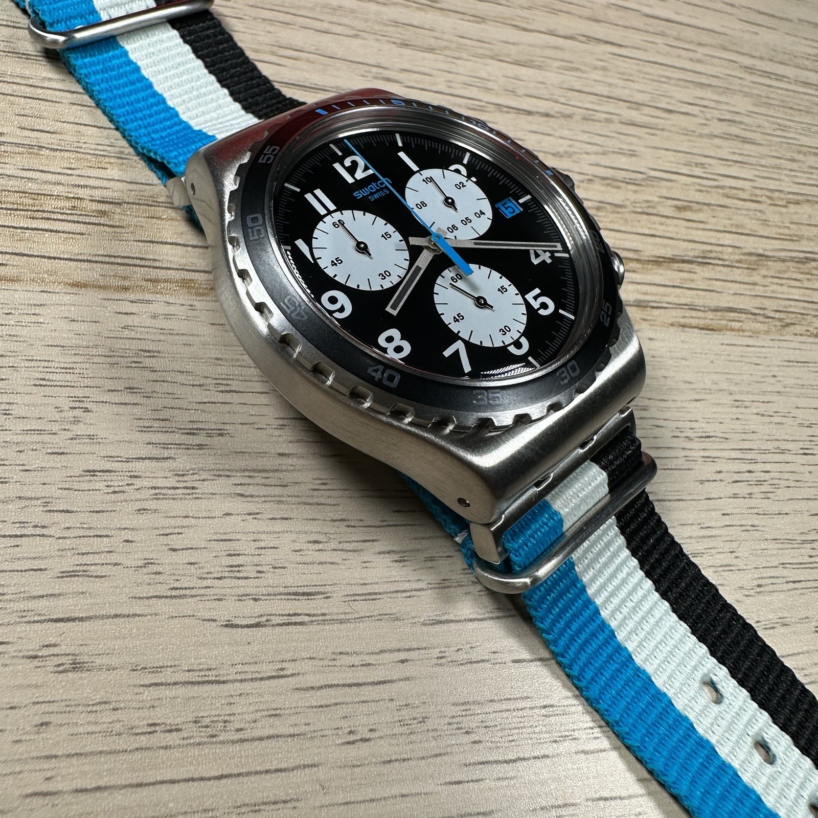 NEW✅LIMITED EDITION✅ Swatch Irony SKYBOND Chronograph Nylon Men’s Watch YVS409