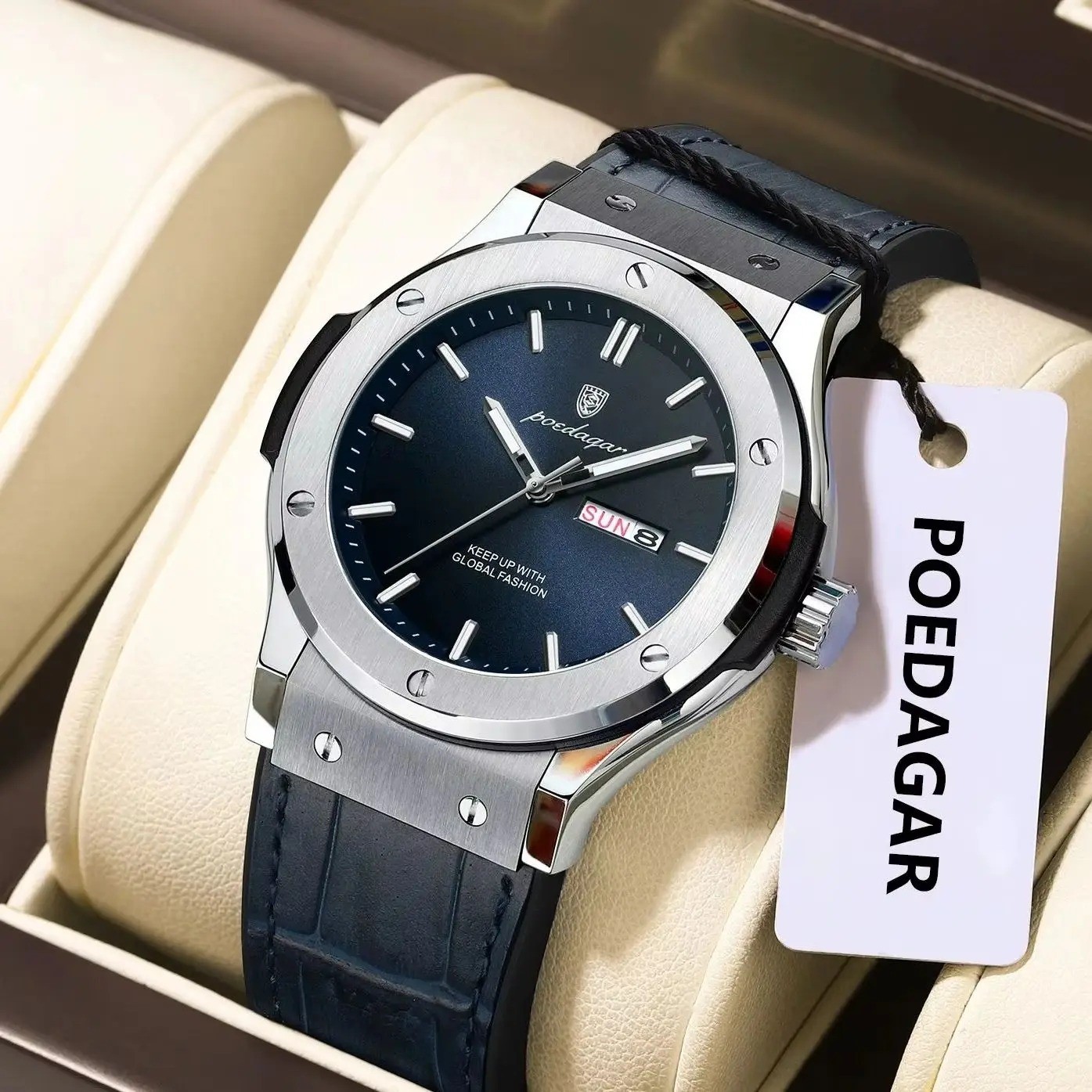POEDAGAR Luxury Business Watch For Men Waterproof Luminous Date Week Man Wristwa