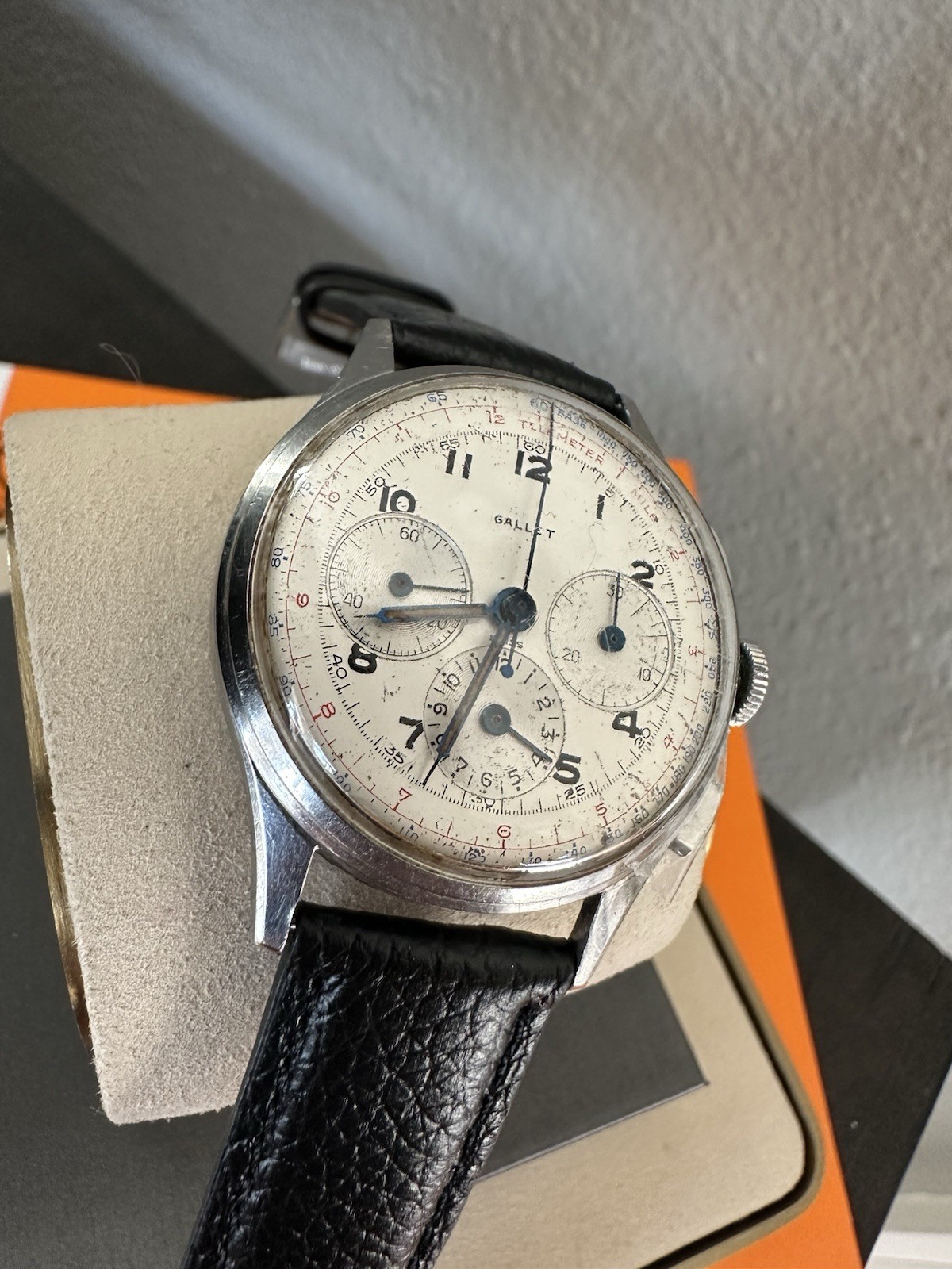 Vintage Stainless Gallet Multichron 12 Chronograph Watch~ 37mm