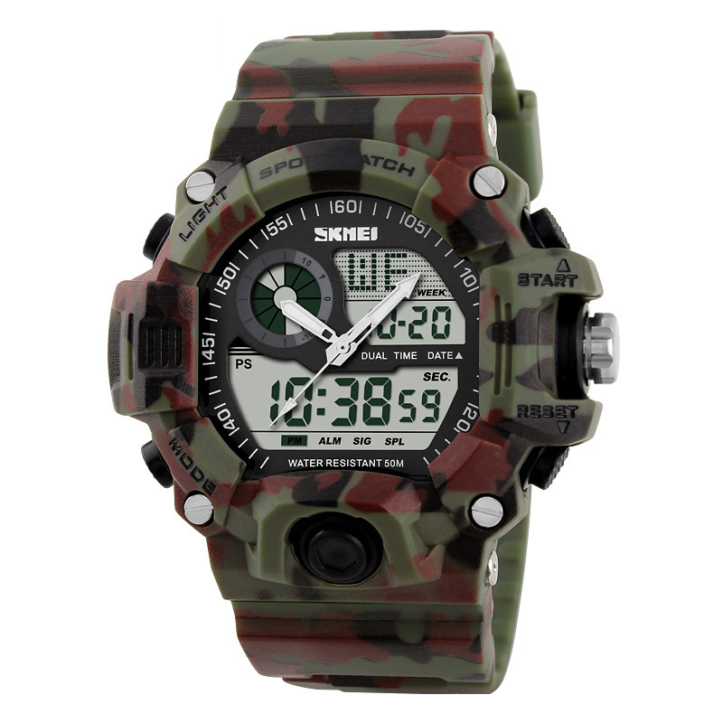 SKMEI Men Adult Teen Digital Analog Waterproof Sport Wristwatch Dual Time New
