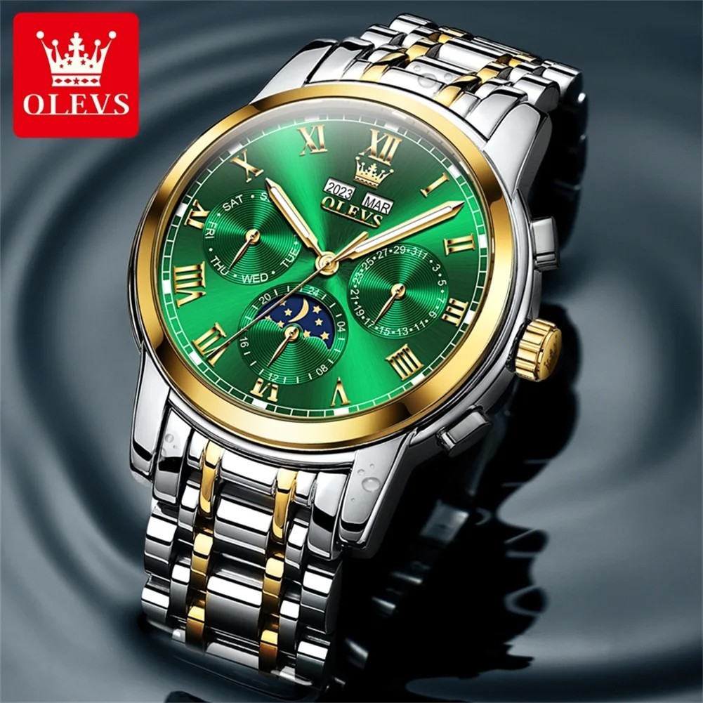 Automatic Mechanical Waterproof Watch Moon Phase Luxury Dial Men’s Men Strap