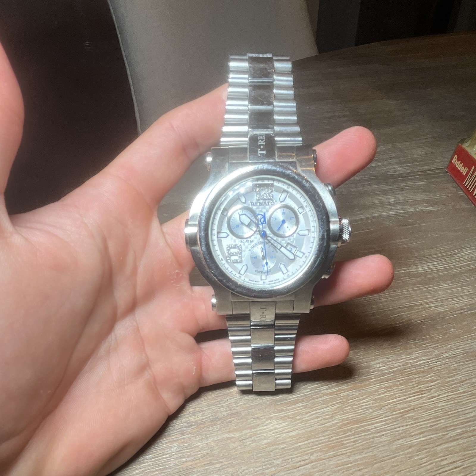 Renato T-Rex Men’s Chronograph Quartz Stainless Steel Watch 50mm 100m White