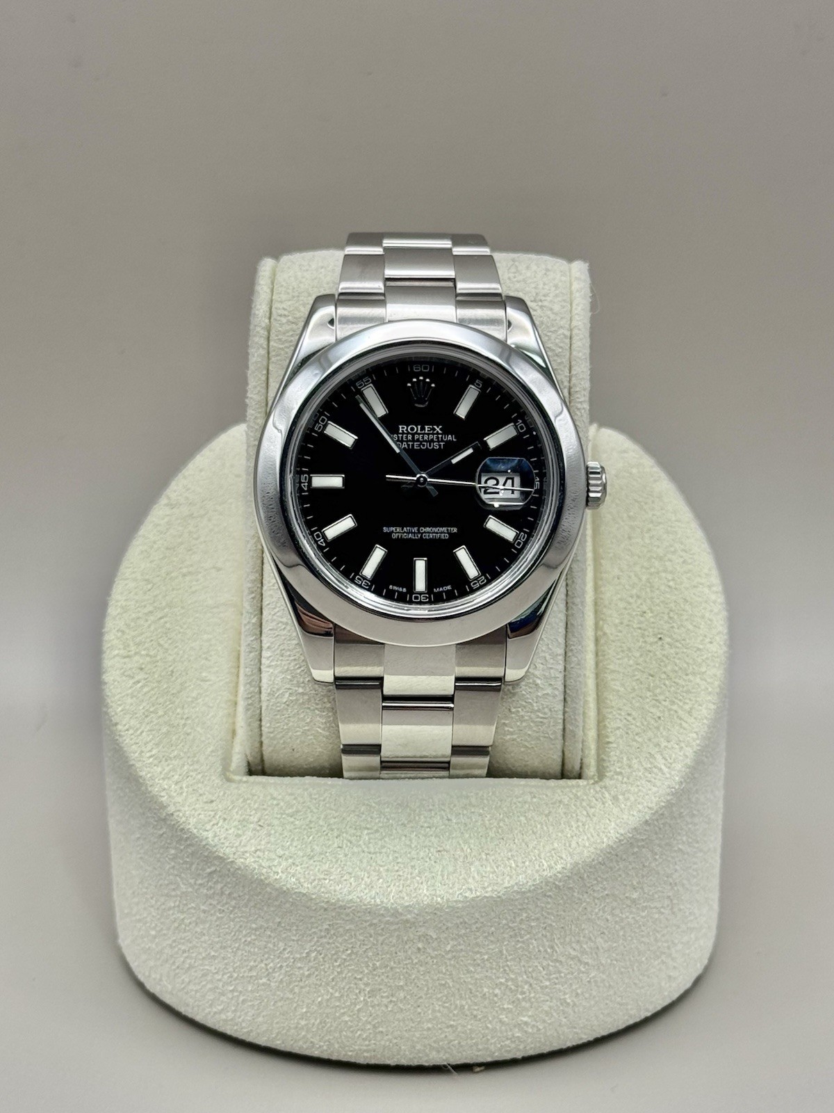 Rolex Datejust 116300 41mm Black Dial Silver Oyster Bracelet with Silver Bezel