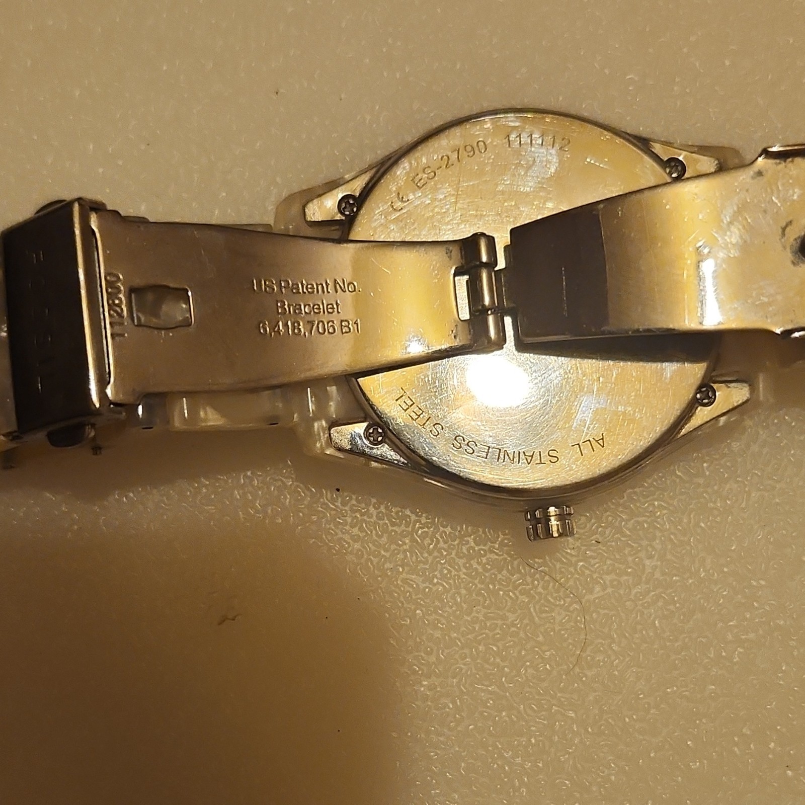Fossil Women’s Quartz Beige Resin Bracelet Stainless Steel Dress Watch White Di…