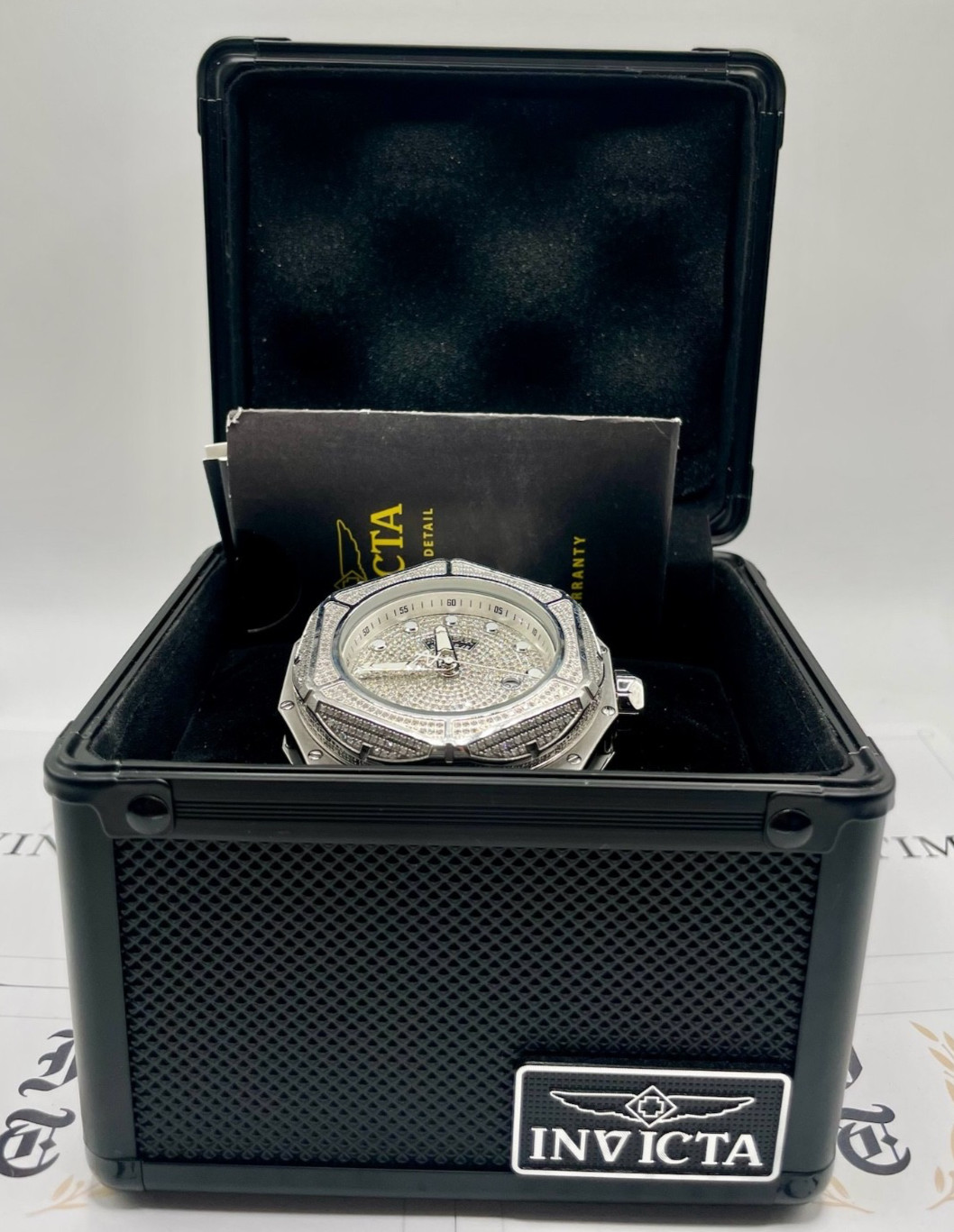 Invicta Reserve Carbon Hawk, 54.50mm, Stainless Steel 4.28ctw Pave Diamond 38943