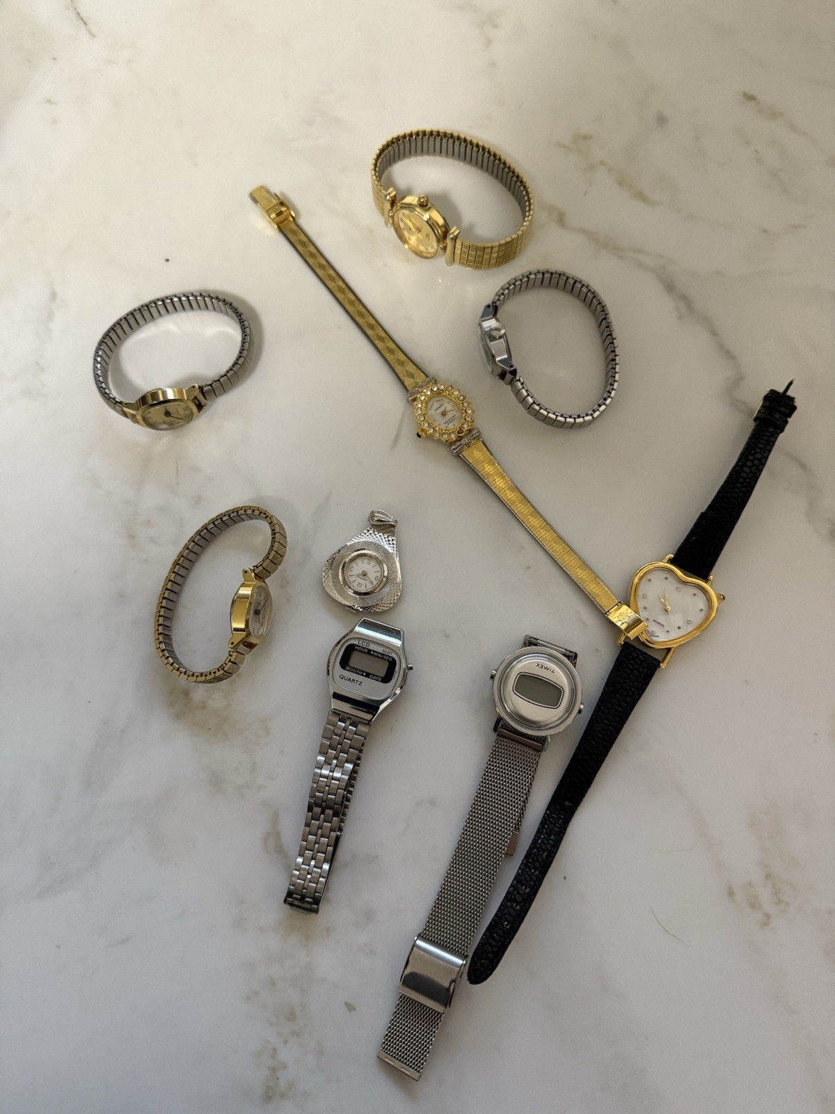 Nine Vintage Ladies Watches. Untested. For Parts! Variety Of Brands.