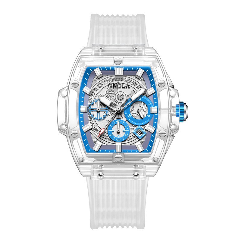 ONOLA Men Quartz Watch Multifunction Chronograph Waterproof Luminous Transparent