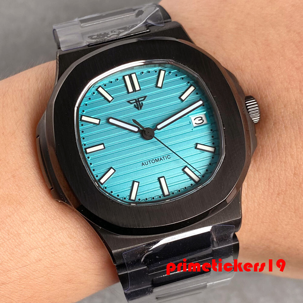 Tandorio 40mm Black Pvd Square NH35A Date Automatic Watch for Men Sapphire Lume