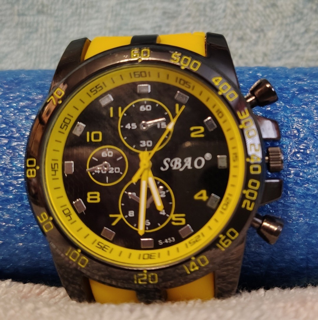 Dynamic SBAO Silicone Sports Watch Chronograph Dial Black & Yellow