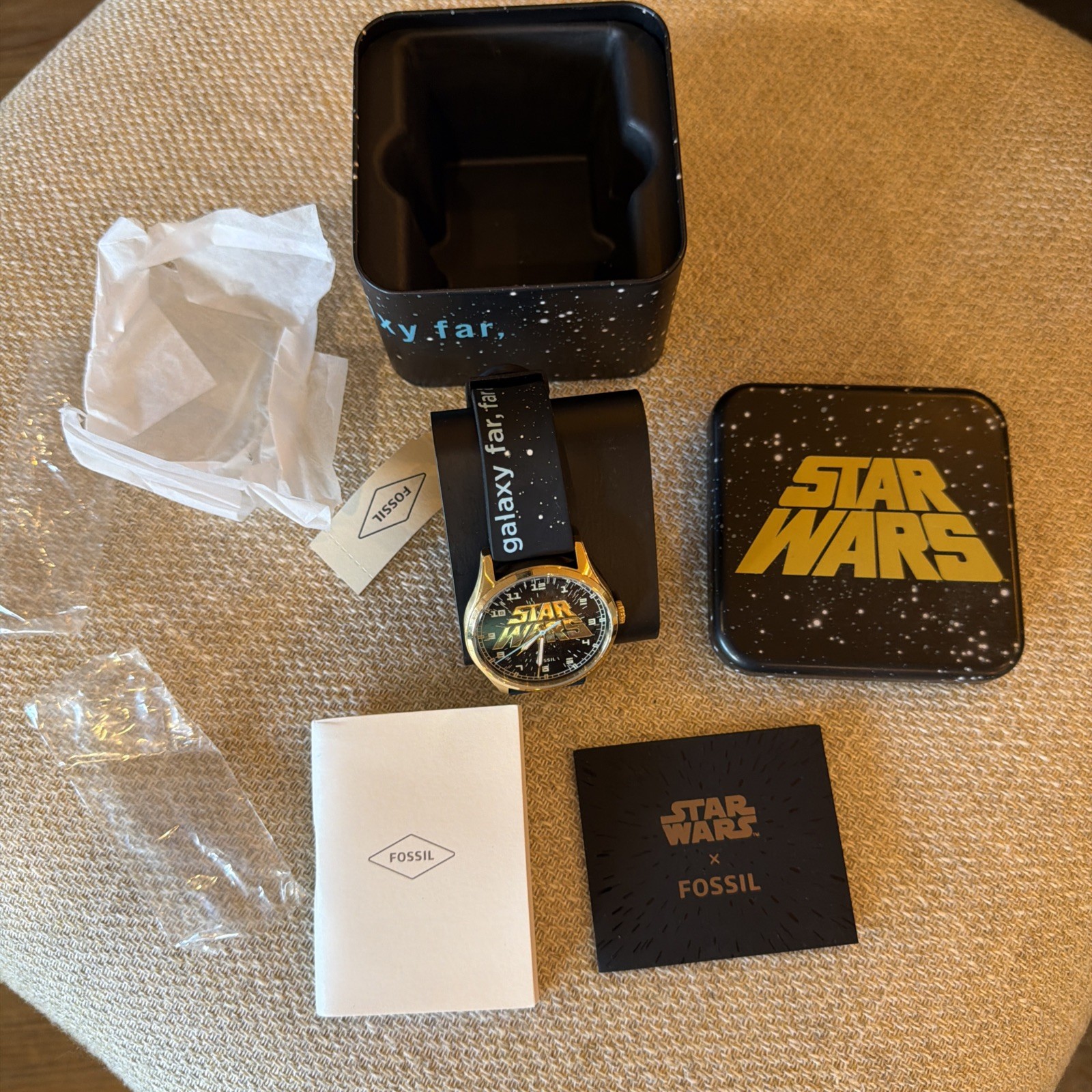 Unisex FOSSIL Special Edition Star Wars Three-Hand Black Silicone Watch, 42mm
