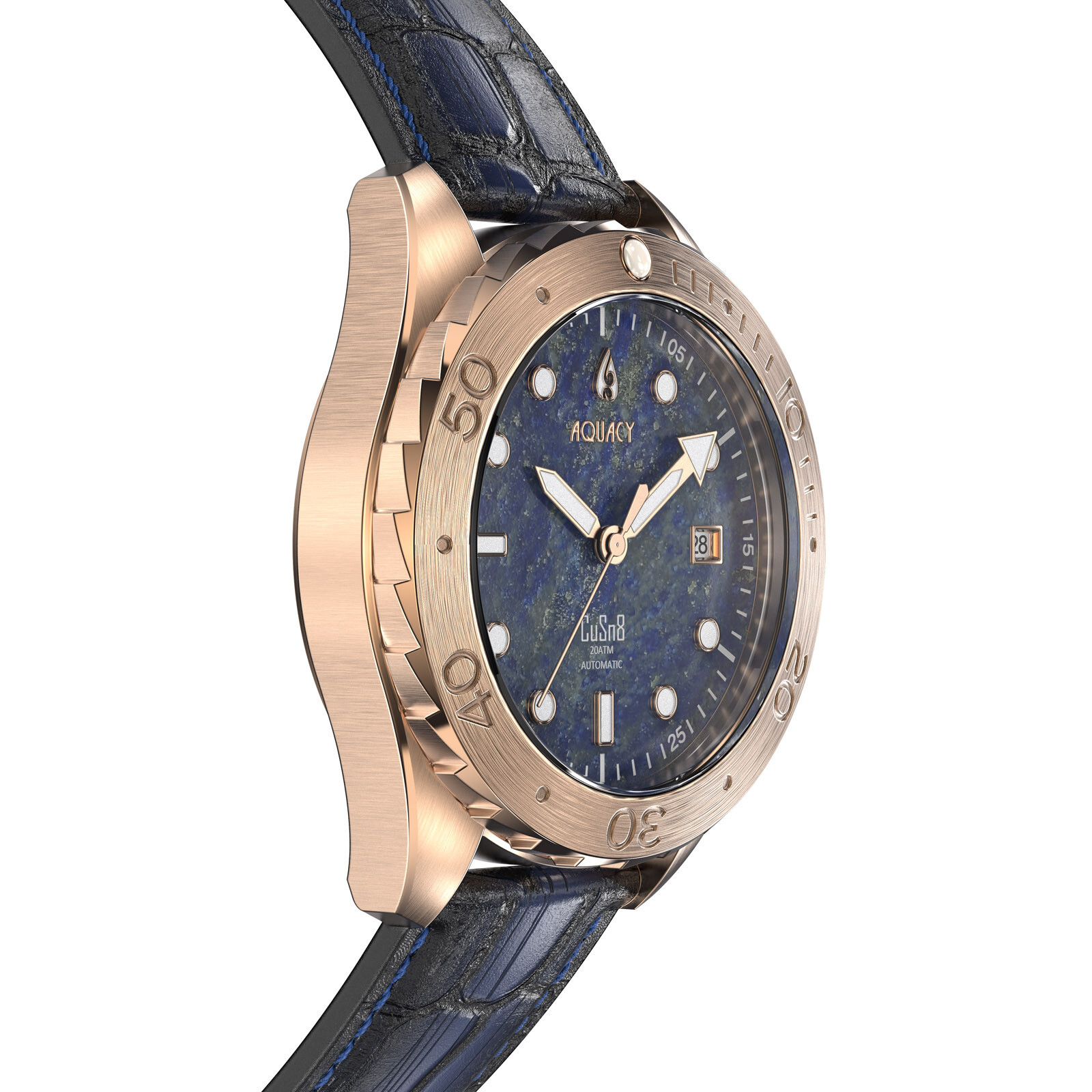 Aquacy Bronze CuSn8 Men’s Lapis Lazuli Stone Dial Watch Automatic 200M Miyota