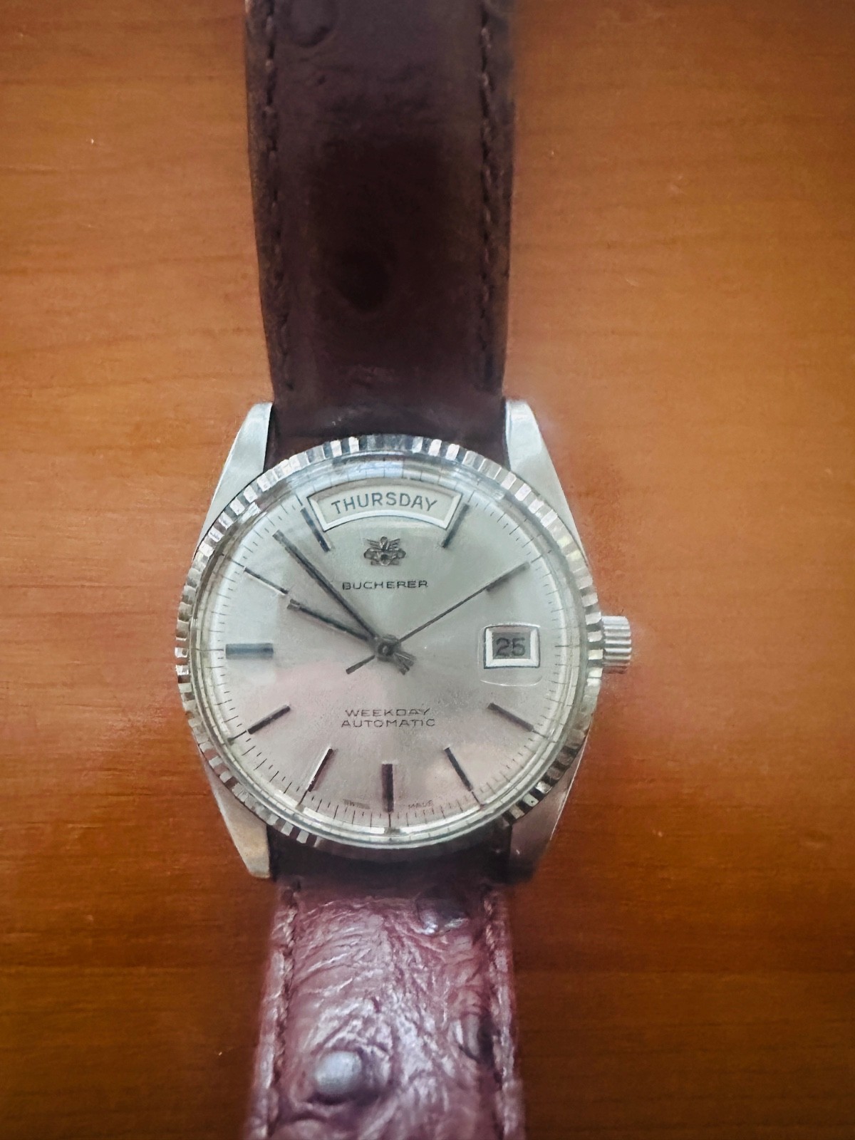 Men’s Vintage SS Bucherer Weekday M.30.139 President Automatic Wristwatch