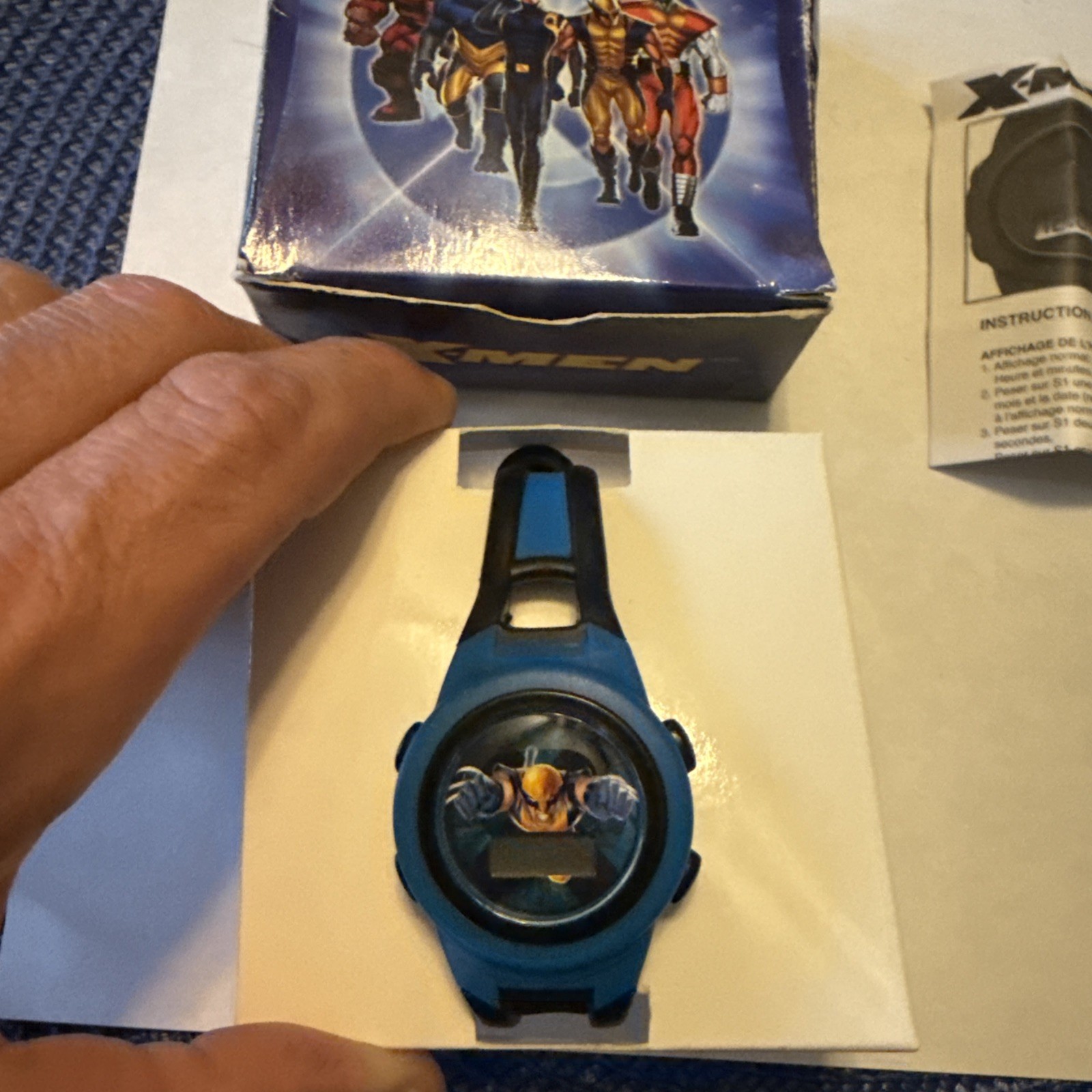 MARVEL X-MEN WOLVERINE DIGITAL WRISTWATCH 2006 BLUE & BLACK BAND WATCH New