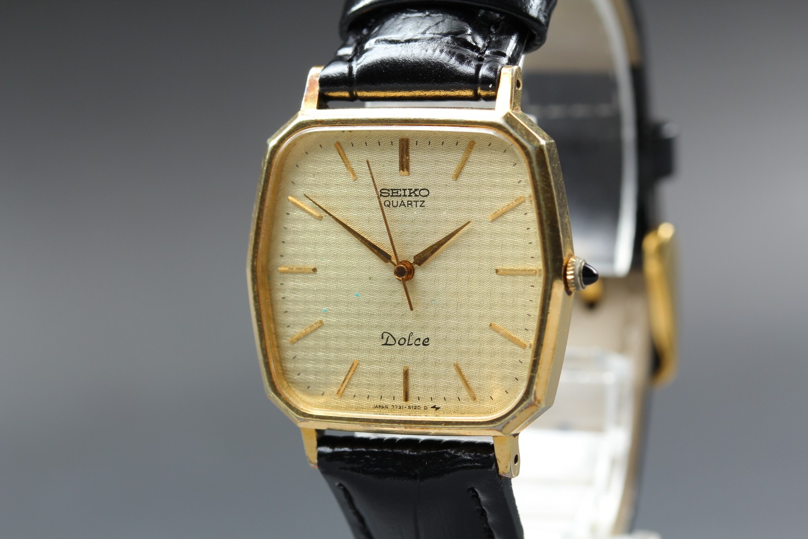 SEIKO Dolce 7731-5120 29mm Gold Dial Quartz Men’s Vintage Watch JAPAN [Exc+5]