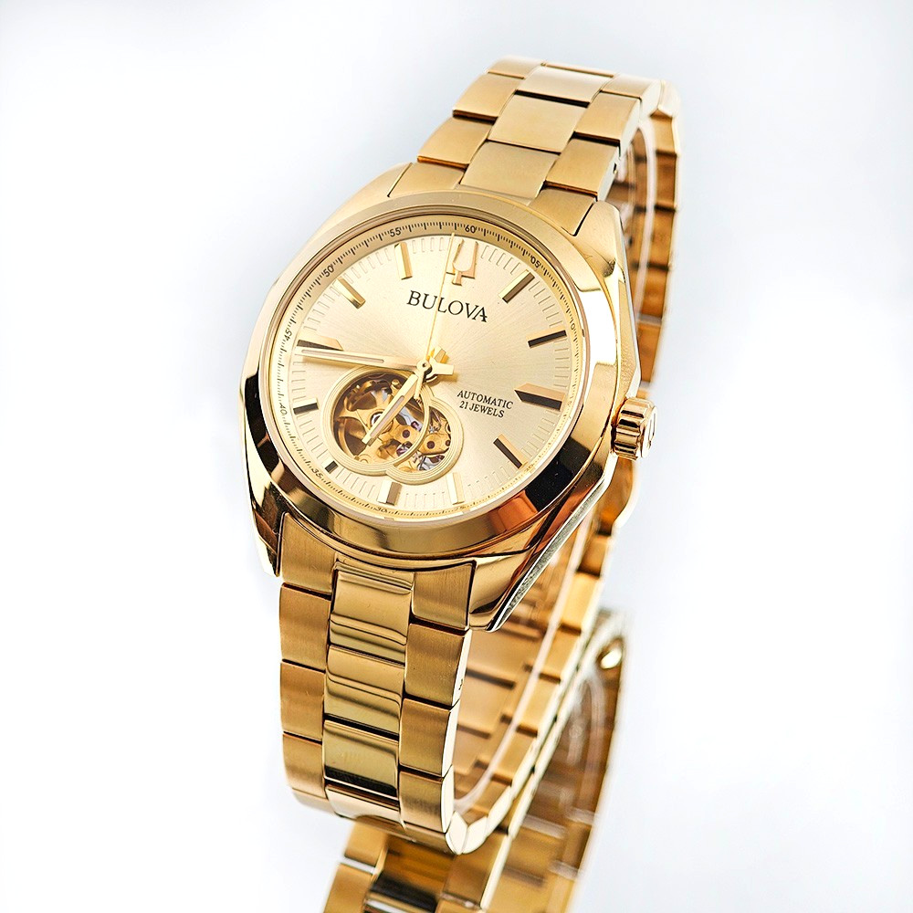 Bulova Surveyor 97A182 Men’s Champagne Dial Gold Stainless Steel Automatic Watch