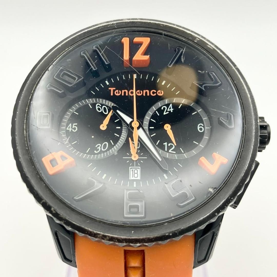 Tendence Gulliver Round Chronograph Quartz Watch Black Orange Dial