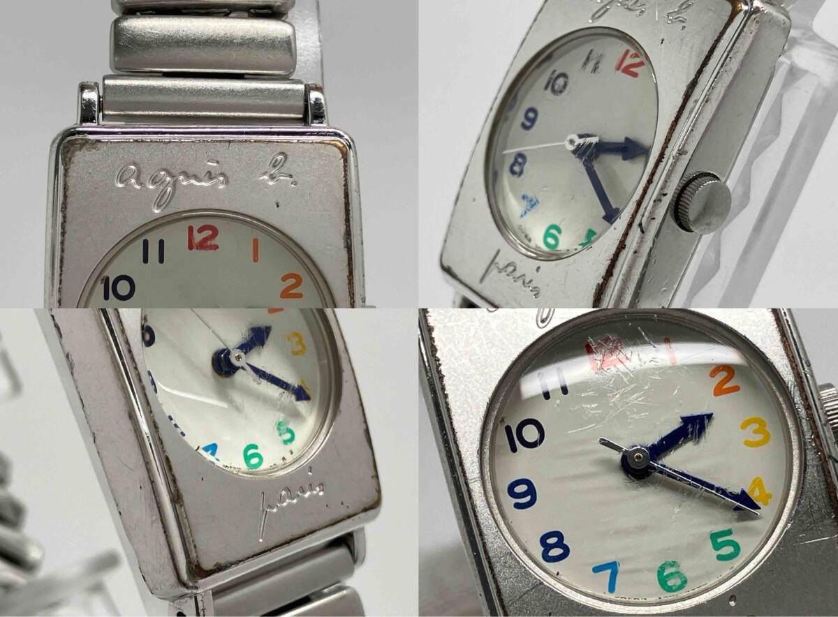 agnes b V401 1620 Quartz Square Wristwatch Leather Belt Not Genuine Lot