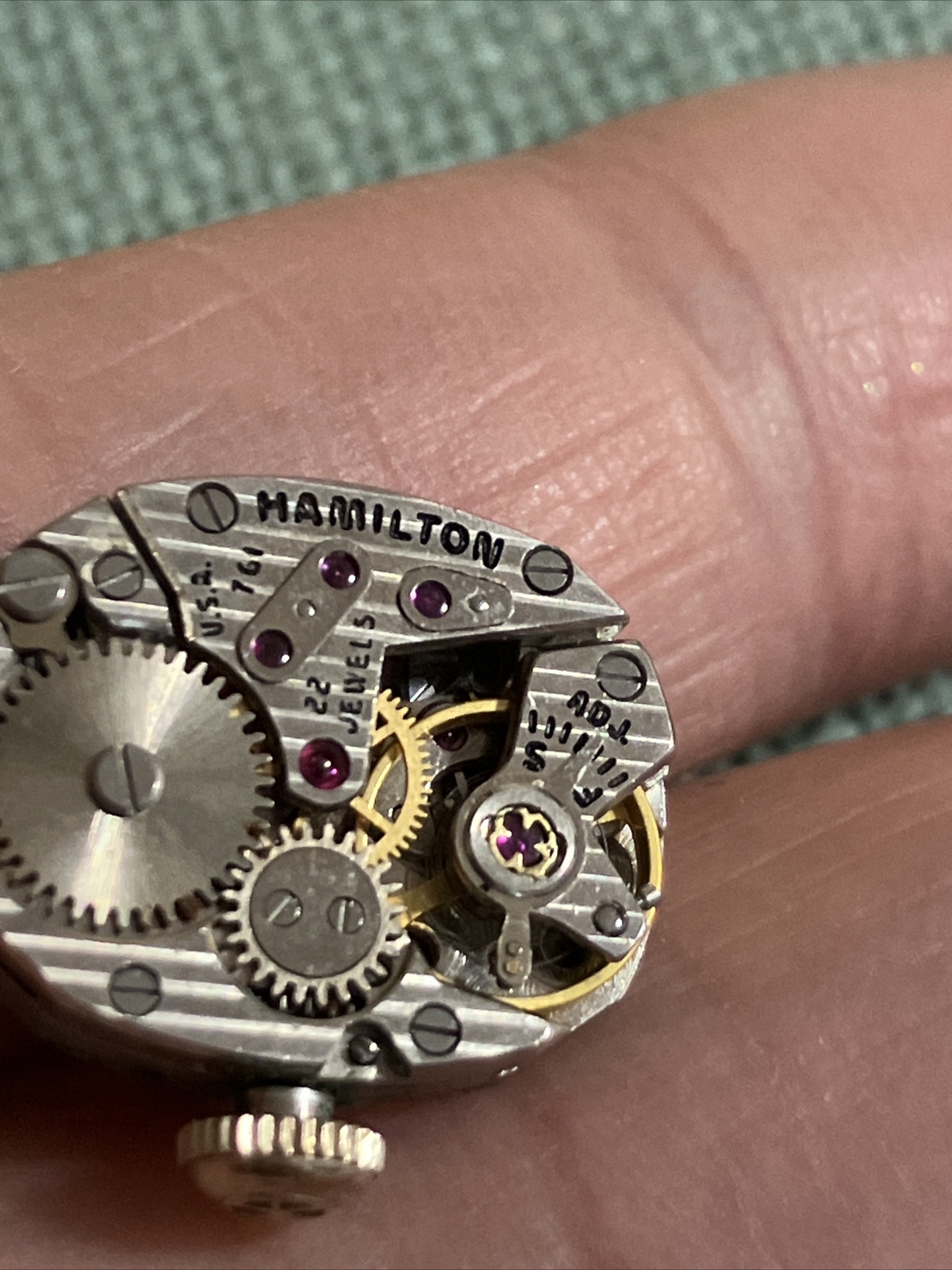 VTG Small HAMILTON Watch Face Only 22 Jewels AS IS