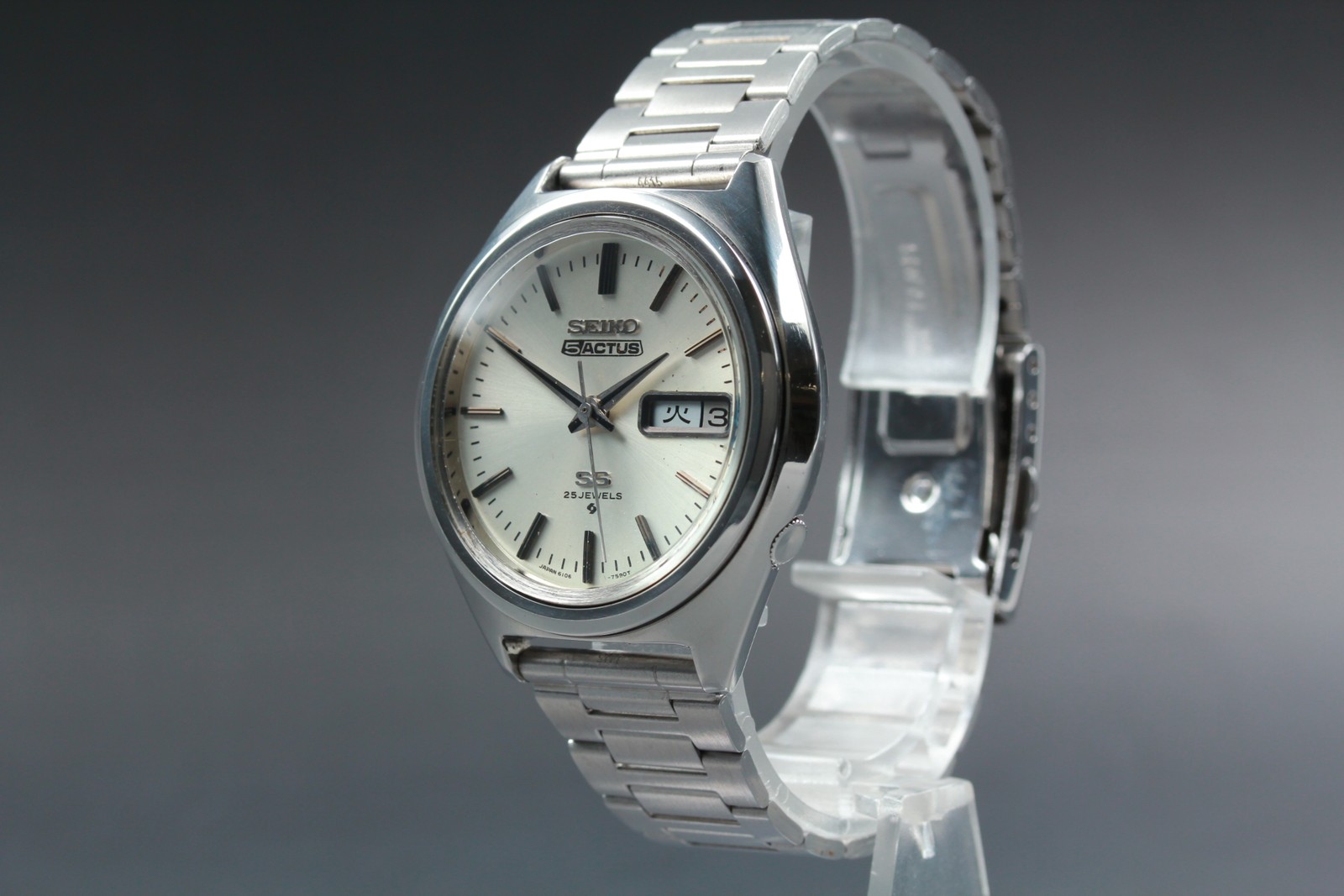 Read! [Exc+5] SEIKO 5 ACTUS SS 6106-7490 kanji Automatic Men’s Watch JAPAN