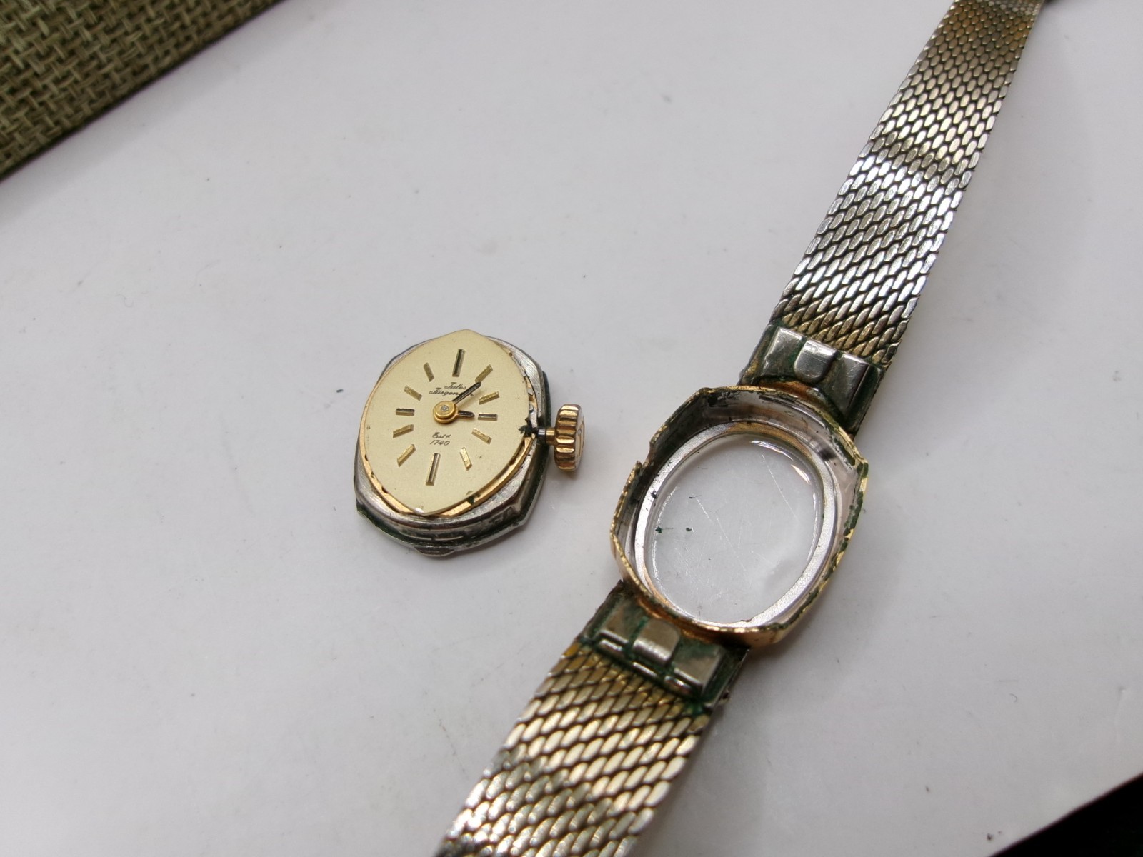 Rare Vtg Gold Filled~Jules Jurgensen Manual Ladies GF Band Watch~Needs Repair