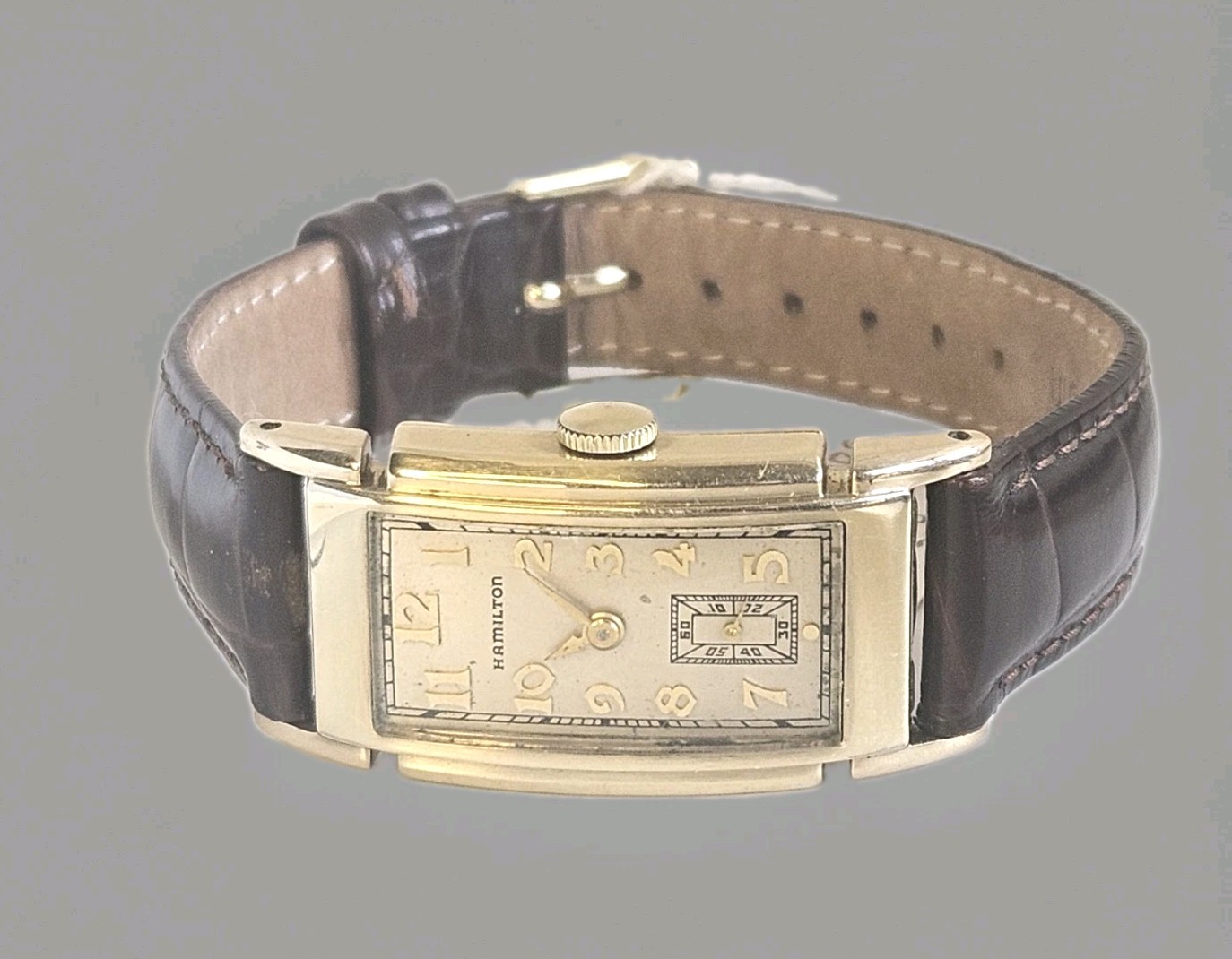 Vintage Hamilton Dickens Curved Case 17J Grade 980 Art Deco Wristwatch 1938 Runs