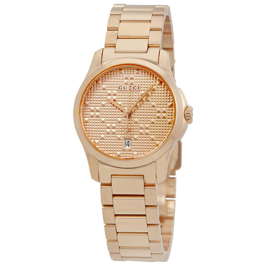 Gucci Women’s G-Timeless Rose Gold Dial Quartz Watch – YA126567 ($1010 MSRP)
