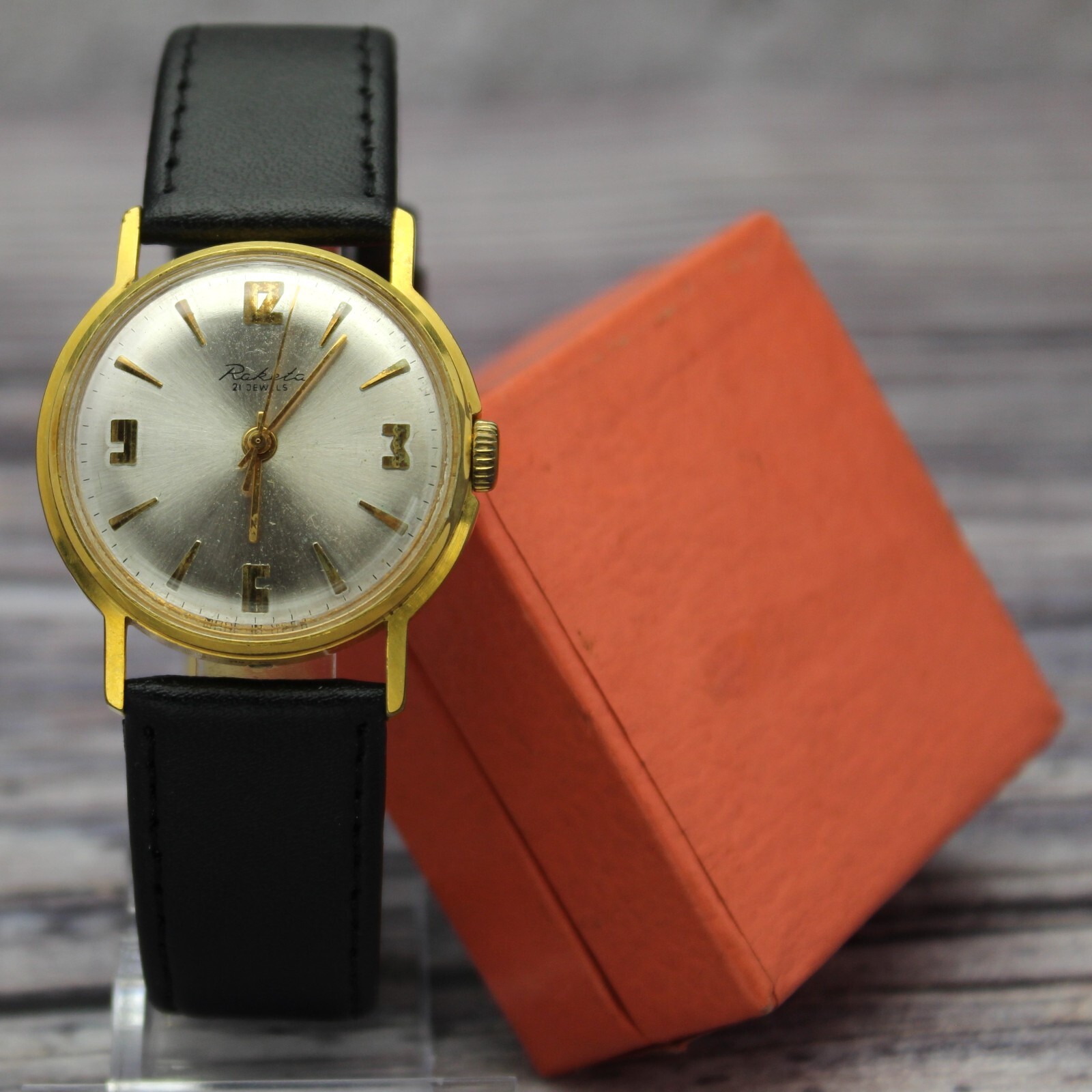 RAKETA Baltika Gilded mens watch USSR 1960s in Box Soviet Rocket watch РАКЕТА⌚🚀