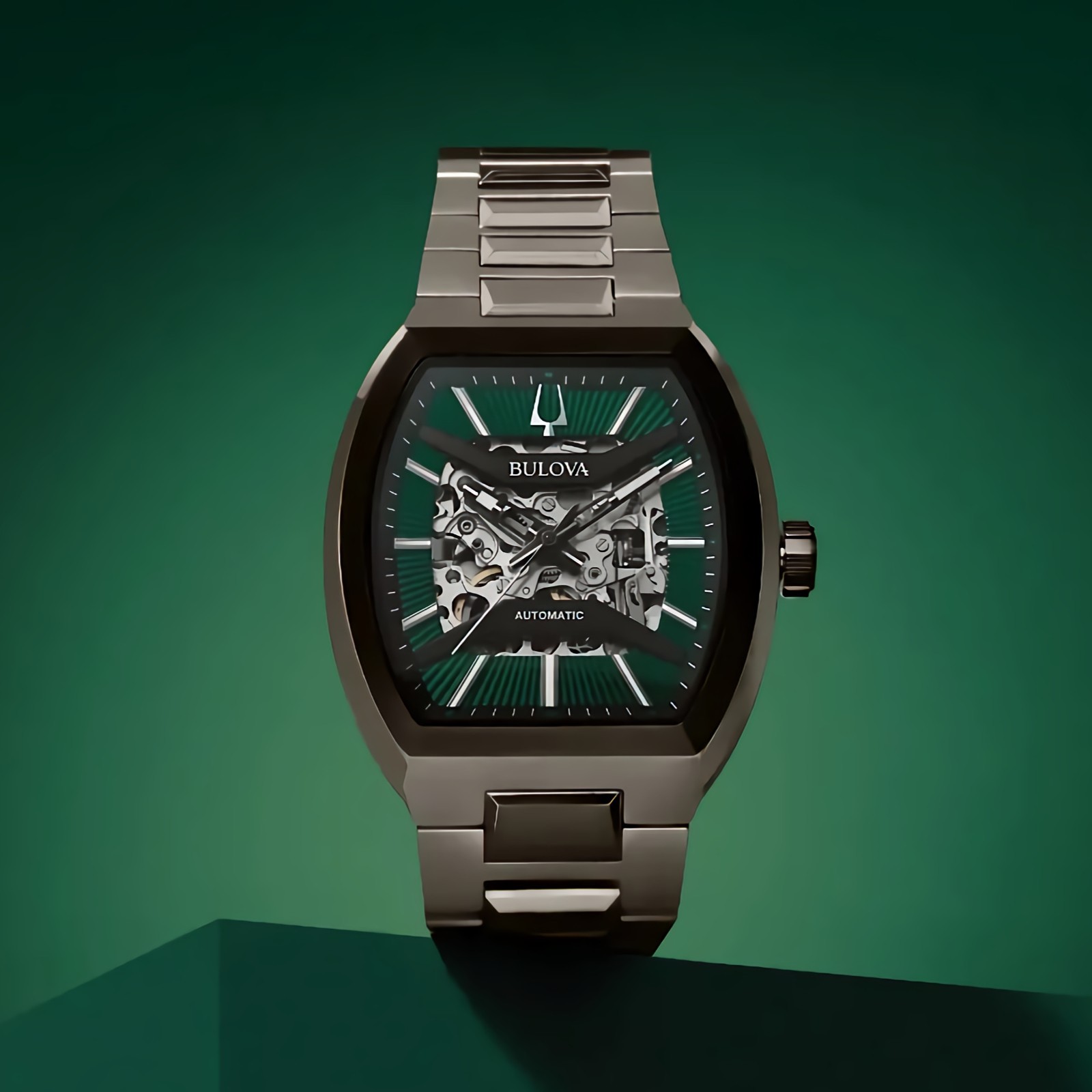 Bulova Maquina 98A321 Automatic Green Skeleton Dial Stainless Steel Men’s Watch
