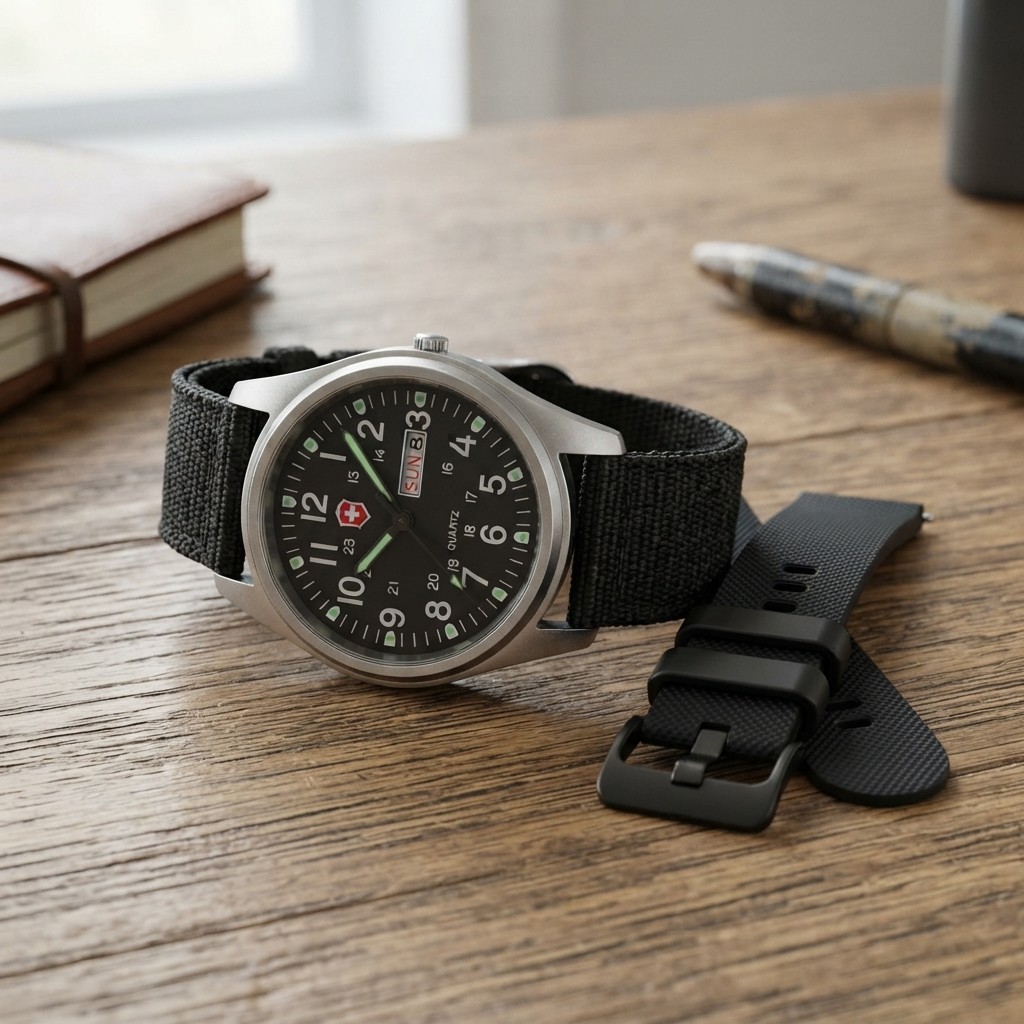Durable Unisex Field Watch – Luminous Dial, Comfortable Nylon Strap, Waterproof