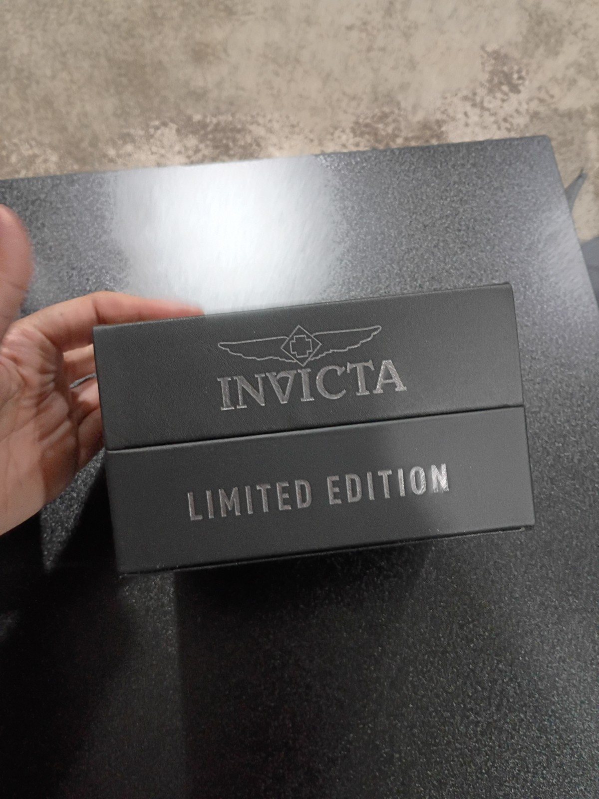 Invicta Marvel Men’s Quartz Chronograph Tachymeter Black/Gold Dial Red Strap Box