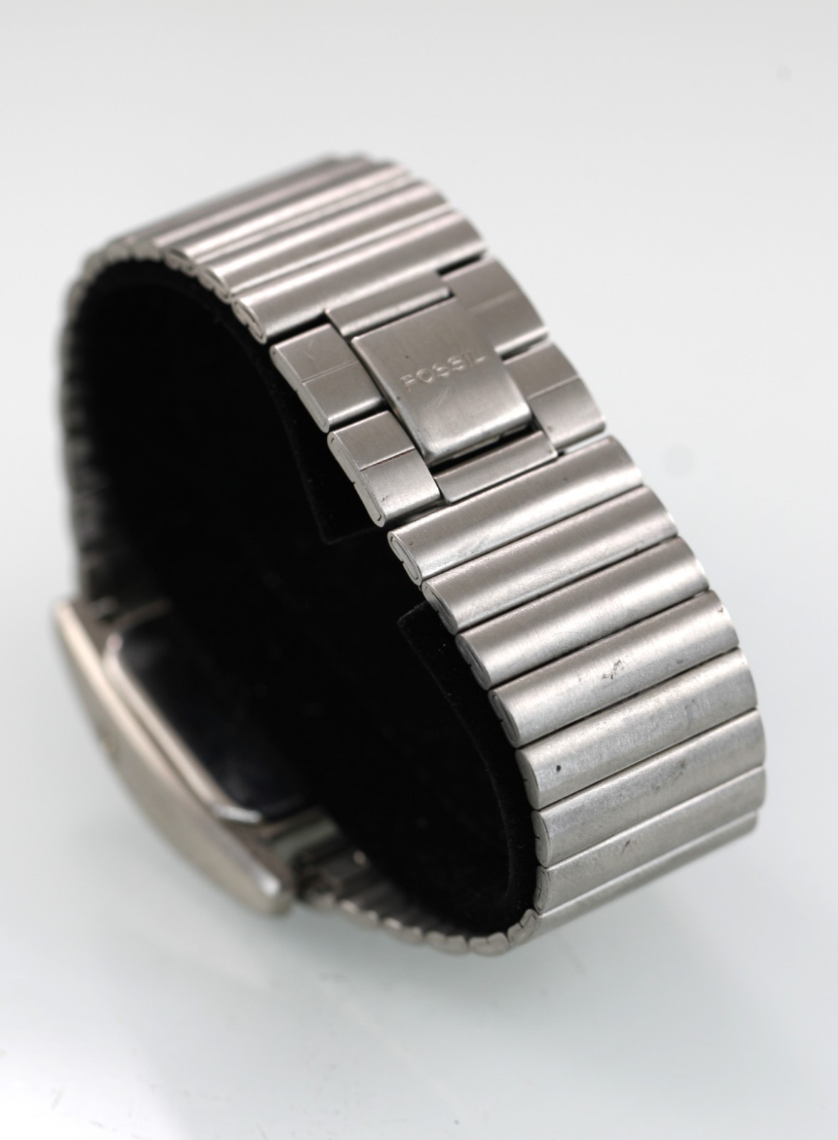 Fossil Road Trip Watch Men Date Stainless Silver Steel WR Green Battery Quartz