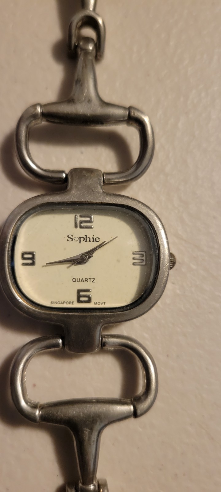 Sophie Quartz Women’s Analog Silver Tone Stainless Bracelet Cushion White Dial