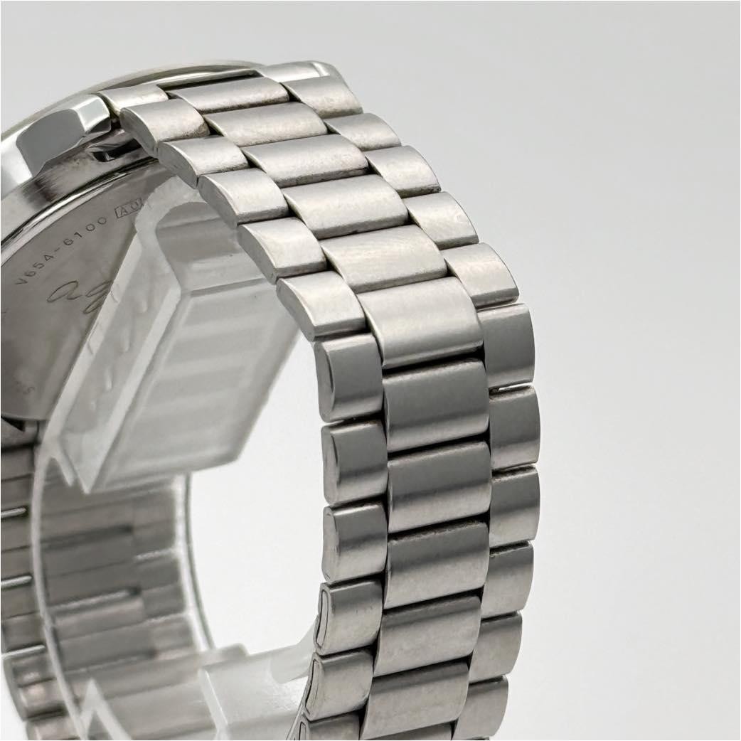 agnes b V6546100 Chronograph Black Dial Stainless Steel Men Japan Watch In hand