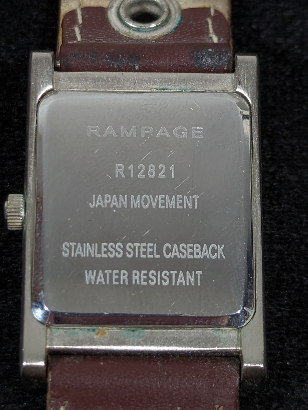 Rampage White Dial Silver Tone Rectangle Case Brown Band Watch 7.5 Inch
