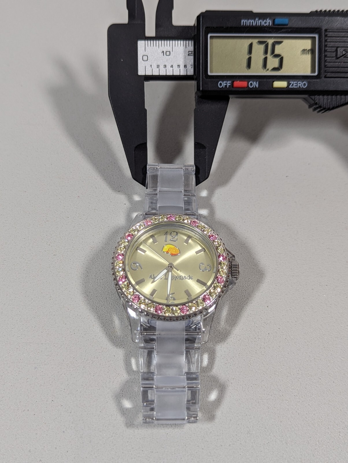 Colorful Crystal Accent Round Clear Case Clear Acrylic Link Band Watch