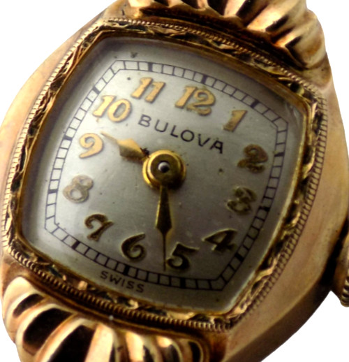 BULOVA TWO TONE 13 X 13.5MM DIAL TWISTED BAND COCKTAIL WATCH AS IS #1385